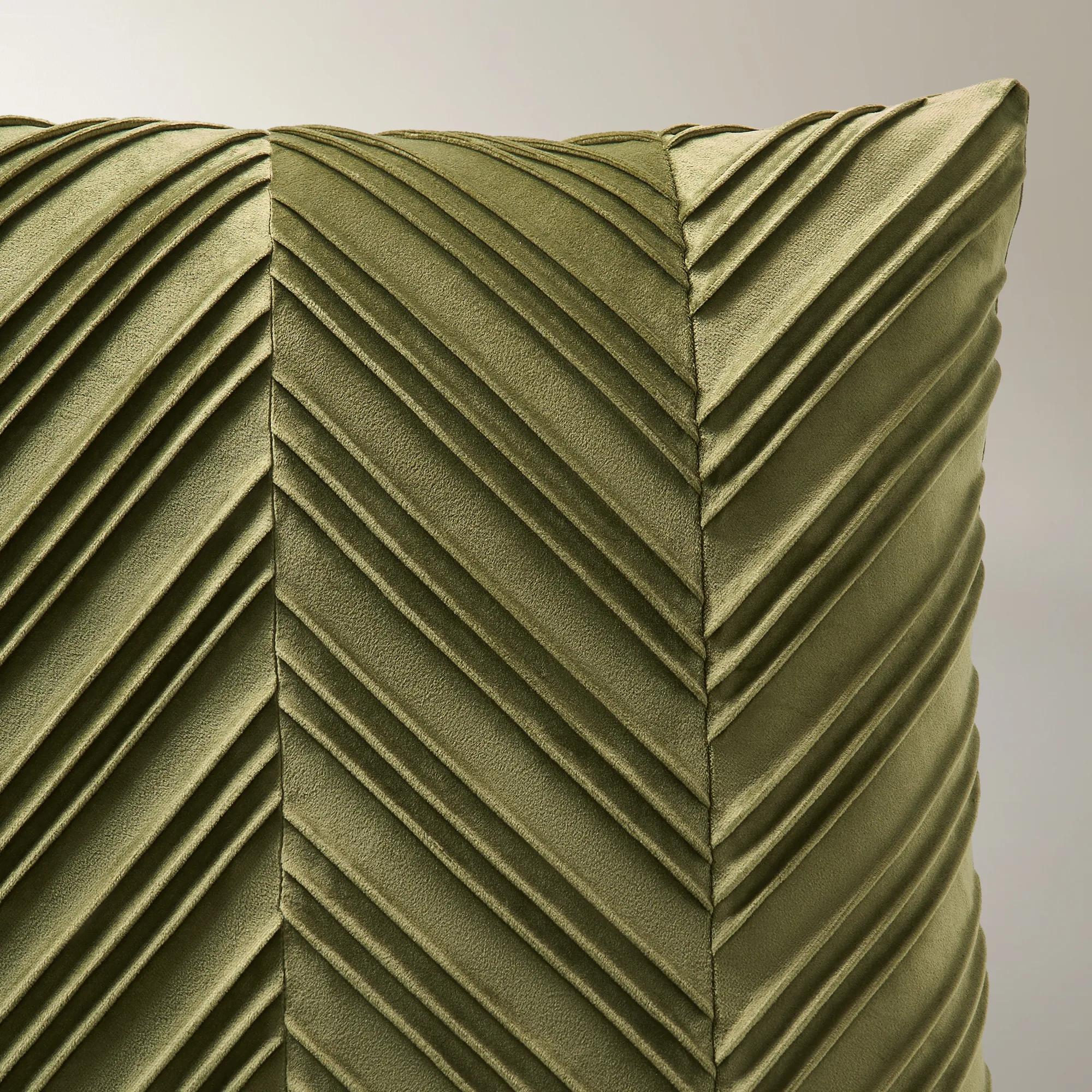 Lowry Pleated Velvet Pillow 22" - Rich Olive Green