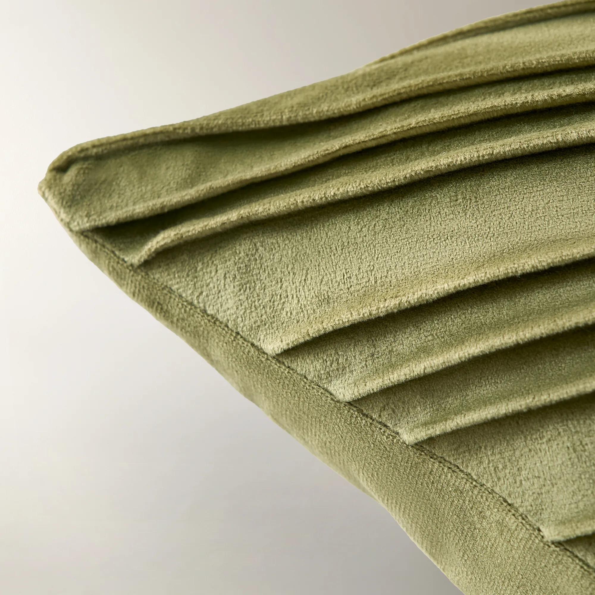 Lowry Pleated Velvet Pillow 22" - Rich Olive Green