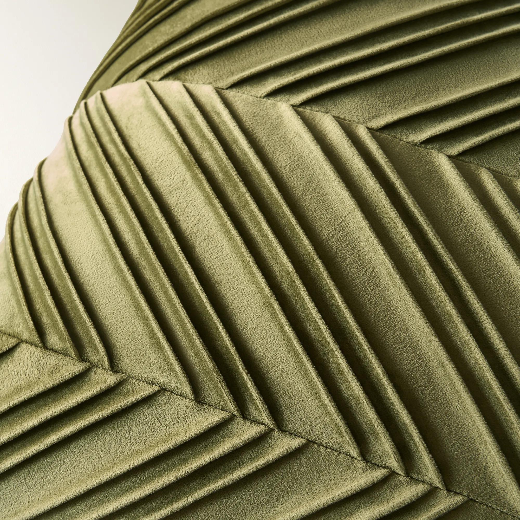 Lowry Pleated Velvet Pillow 22" - Rich Olive Green