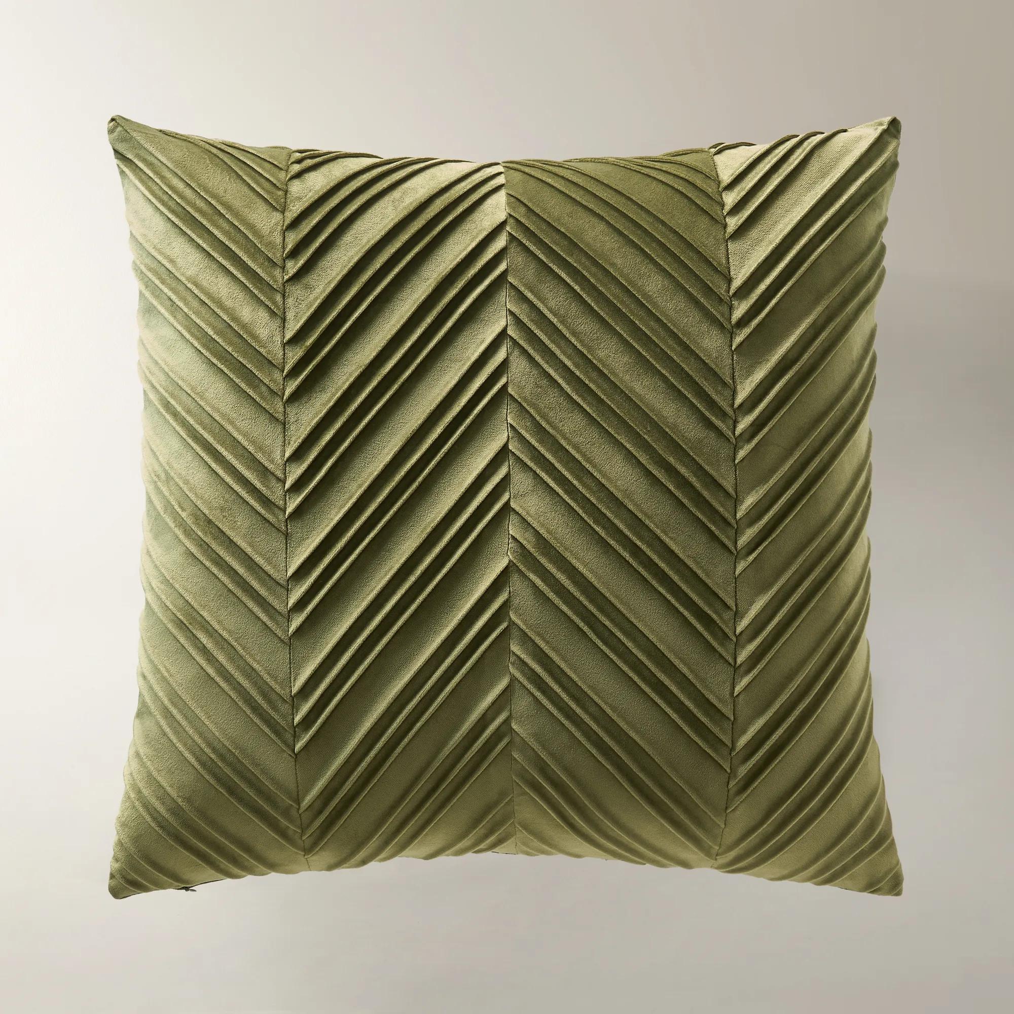 Lowry Pleated Velvet Pillow 22" - Rich Olive Green