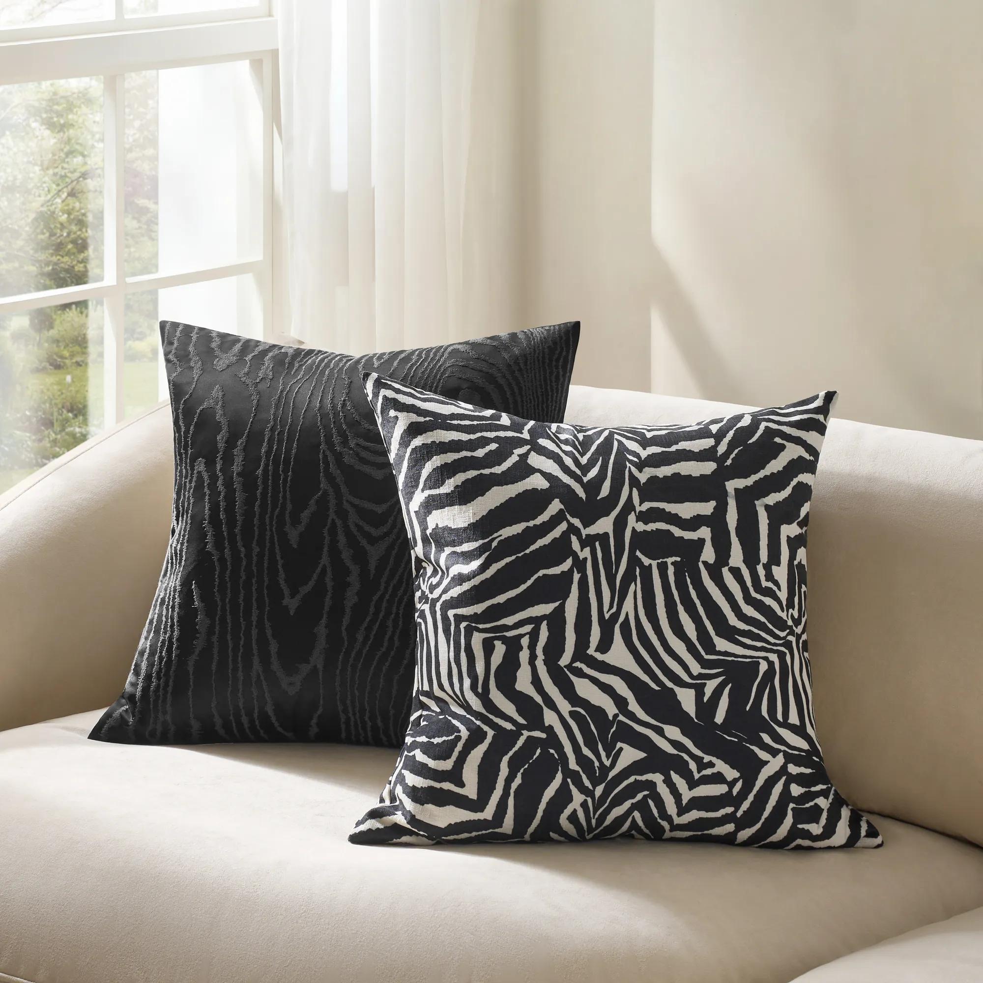 Ebba Abstract Zebra Pillow 22" - Black/Ivory