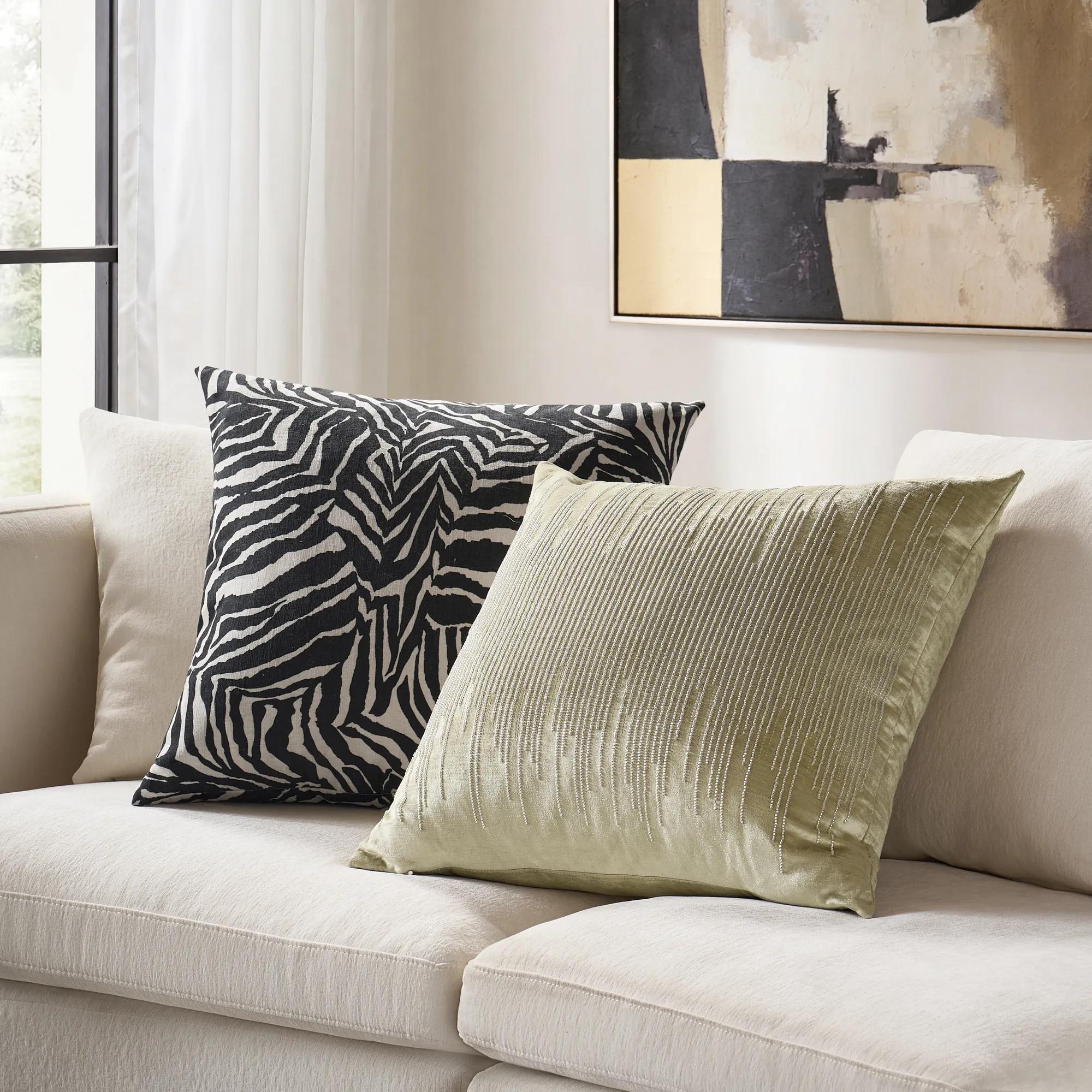 Ebba Abstract Zebra Pillow 22" - Black/Ivory