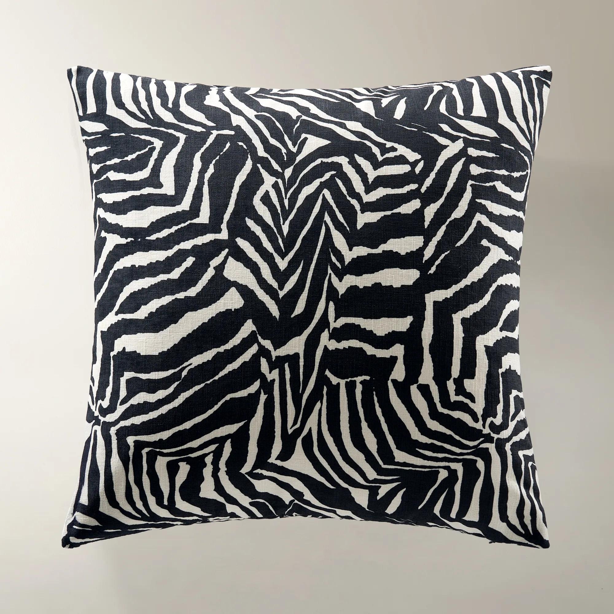 Ebba Abstract Zebra Pillow 22" - Black/Ivory