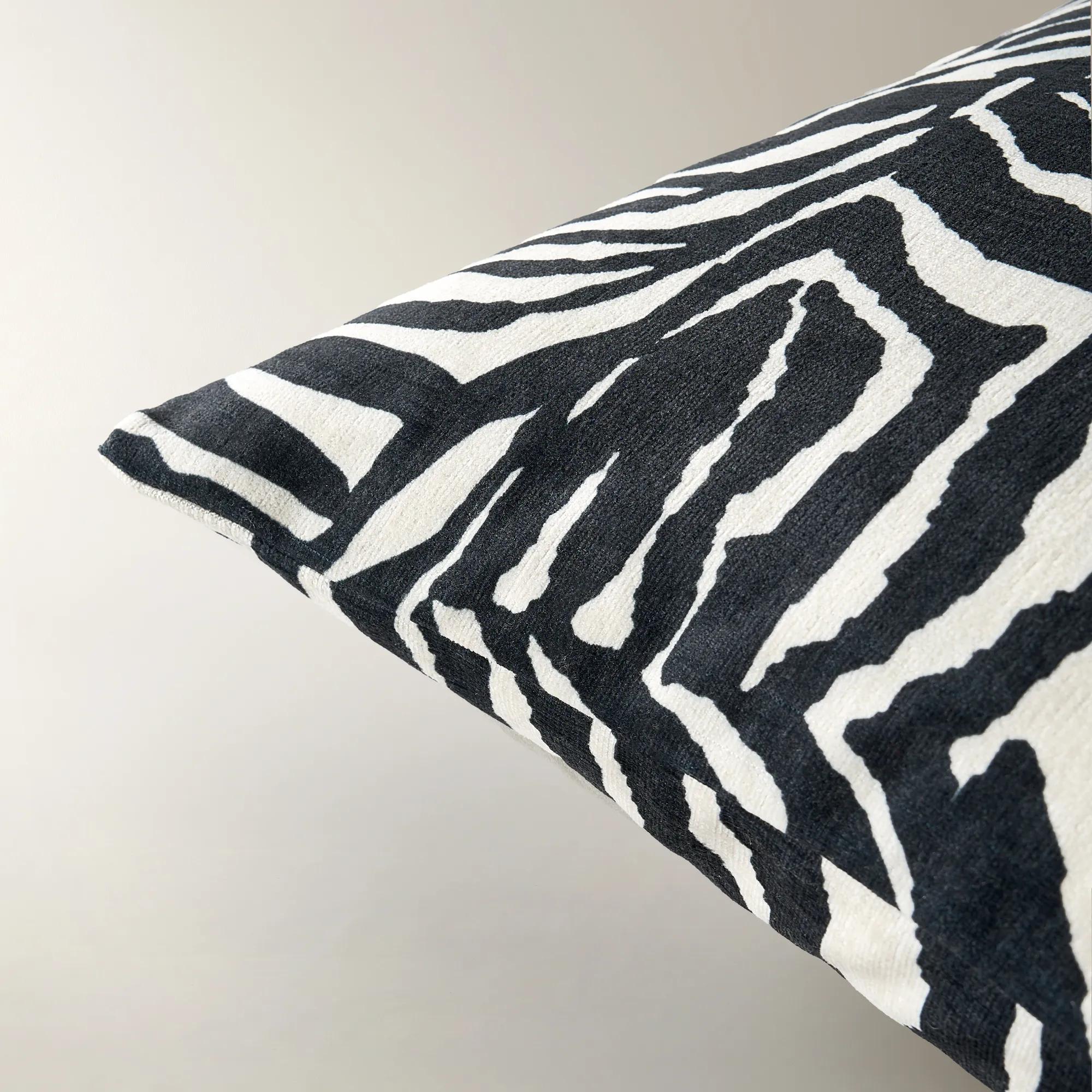 Ebba Abstract Zebra Pillow 22" - Black/Ivory