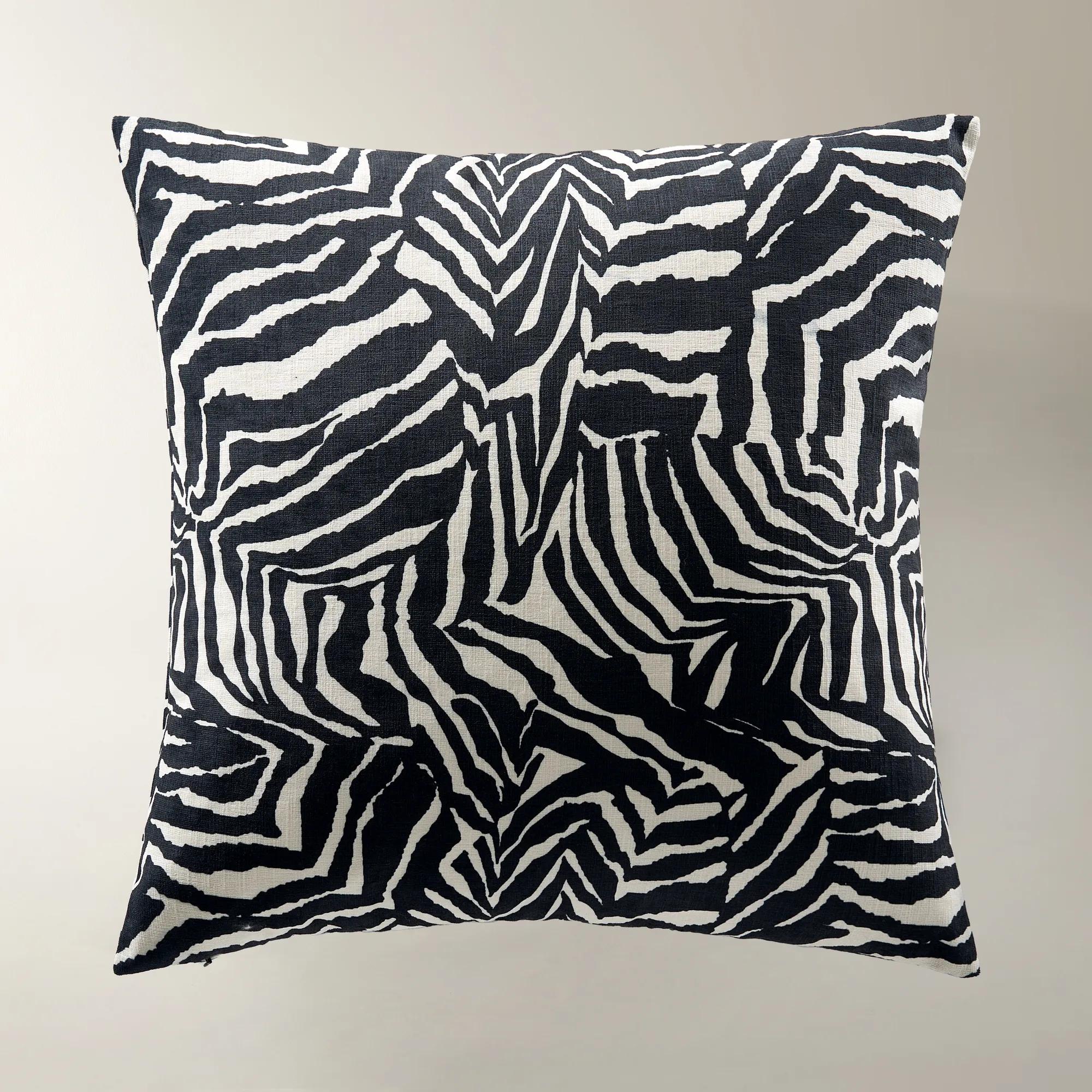 Ebba Abstract Zebra Pillow 22" - Black/Ivory