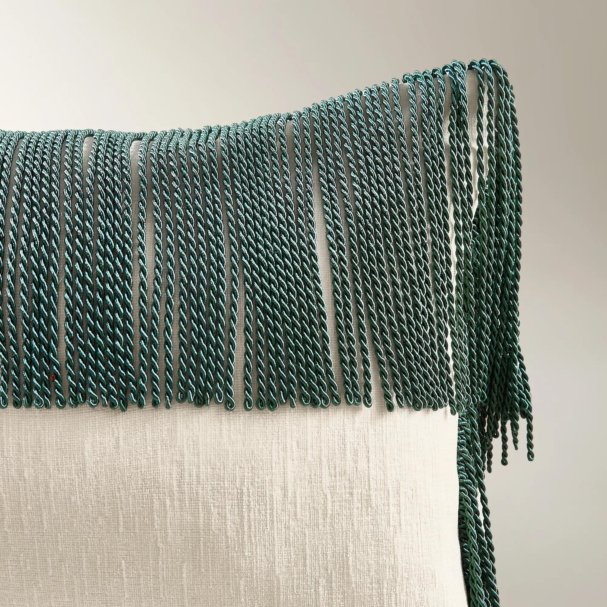 Fia Rope Fringe Lumbar 14"x 20" - Deep Teal/Ivory
