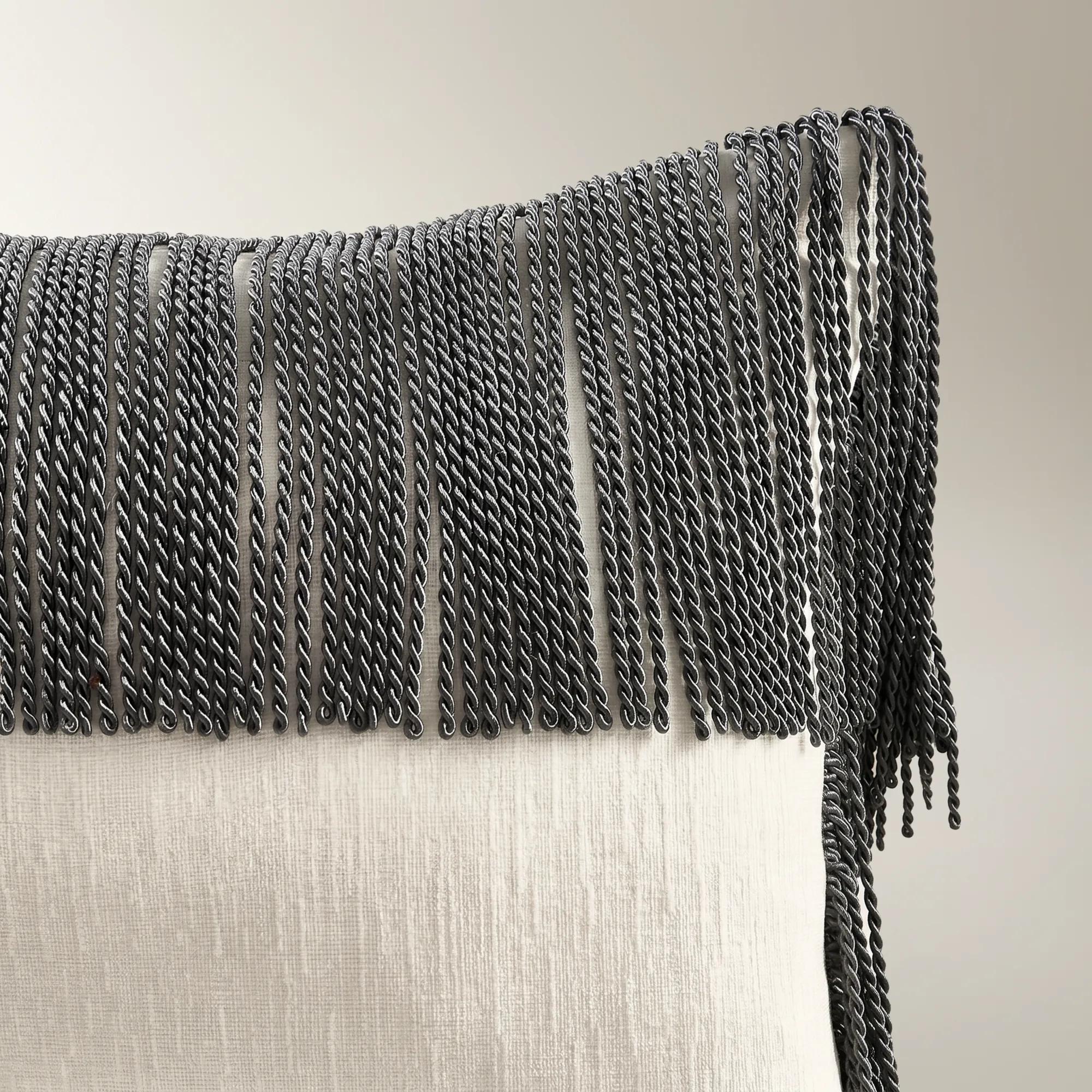 Fia Rope Fringe Lumbar 14" x 20" - Charcoal/Ivory
