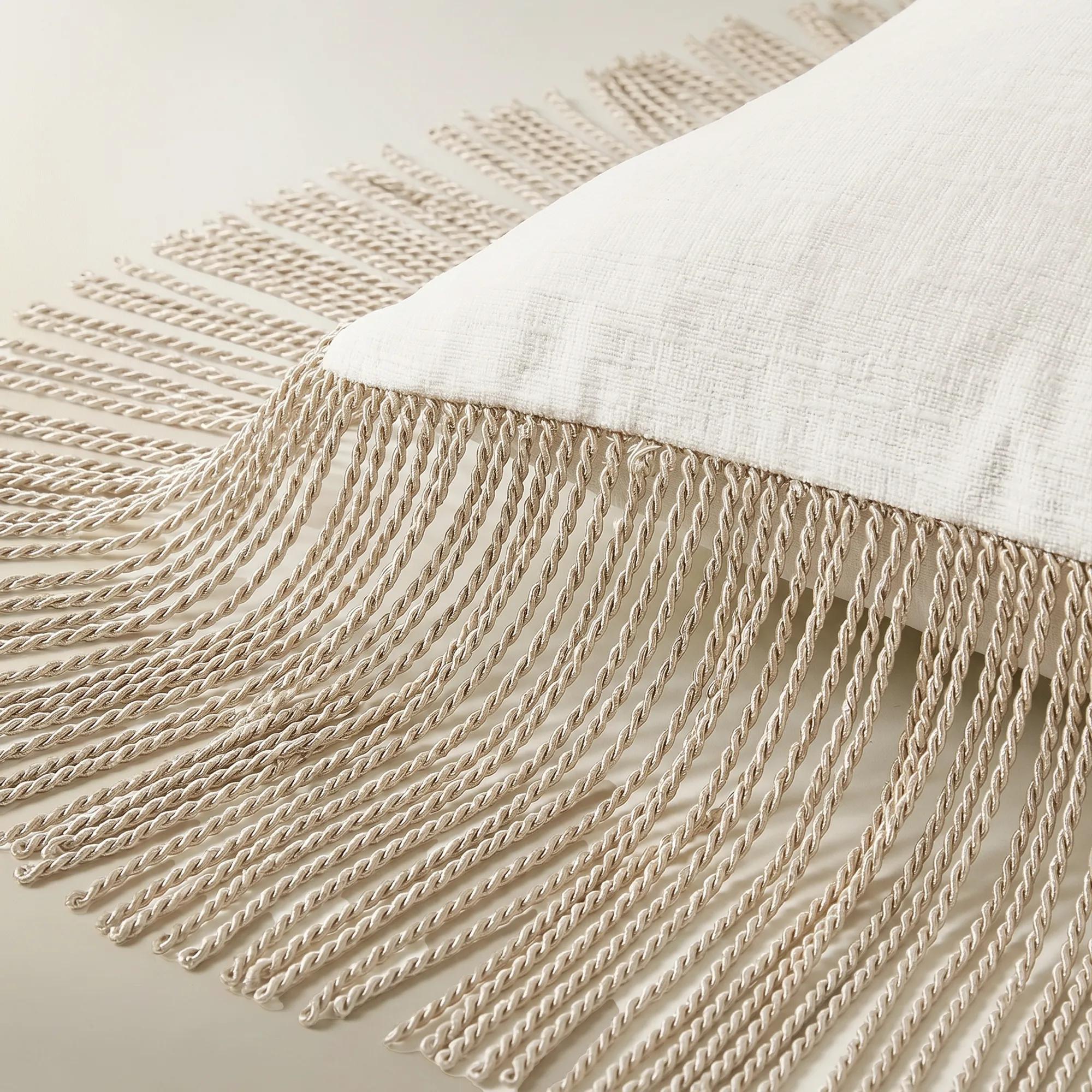 Fia Rope Fringe Lumbar 14"x 20" - Taupe/Ivory