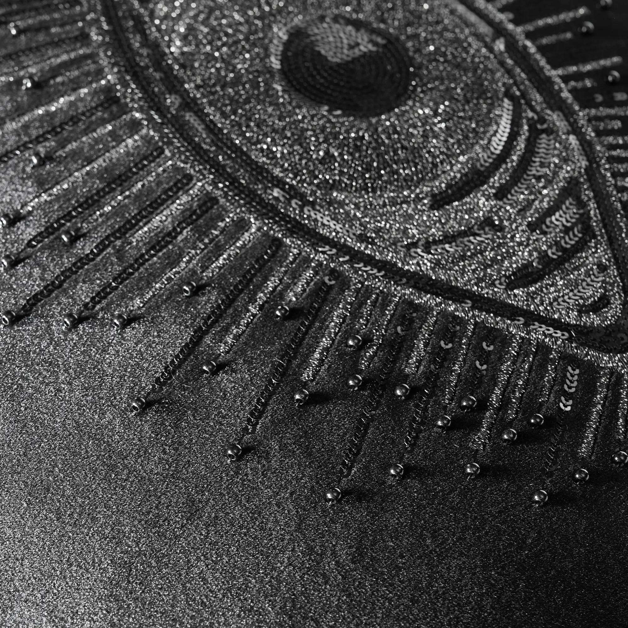 Glam Eye Embellished Velvet Pillow 20" - Black
