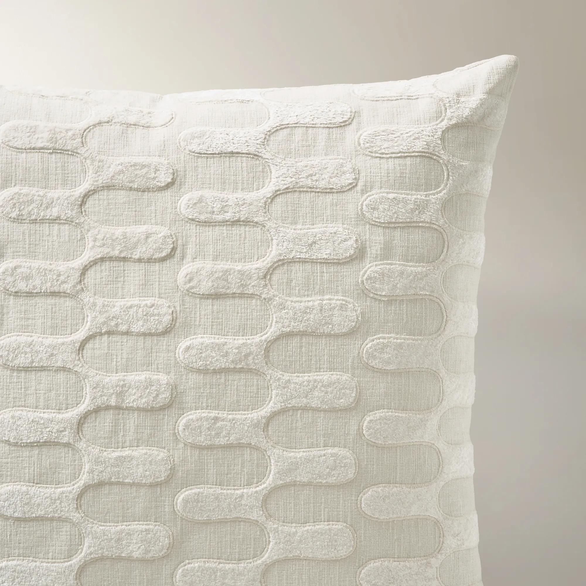 Reis Chenille Geometric Applique  Pillow 22" - White