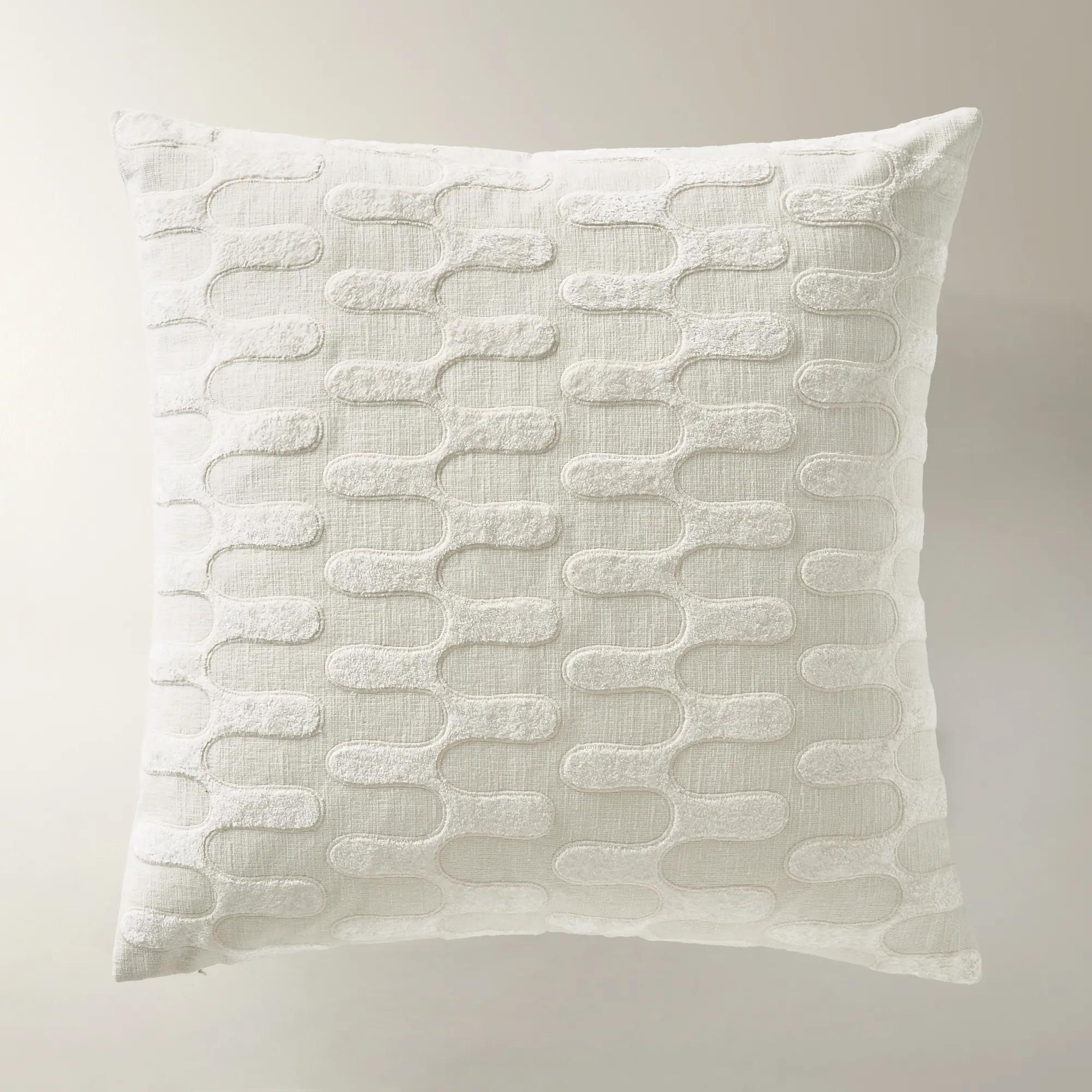 Reis Chenille Geometric Applique  Pillow 22" - White