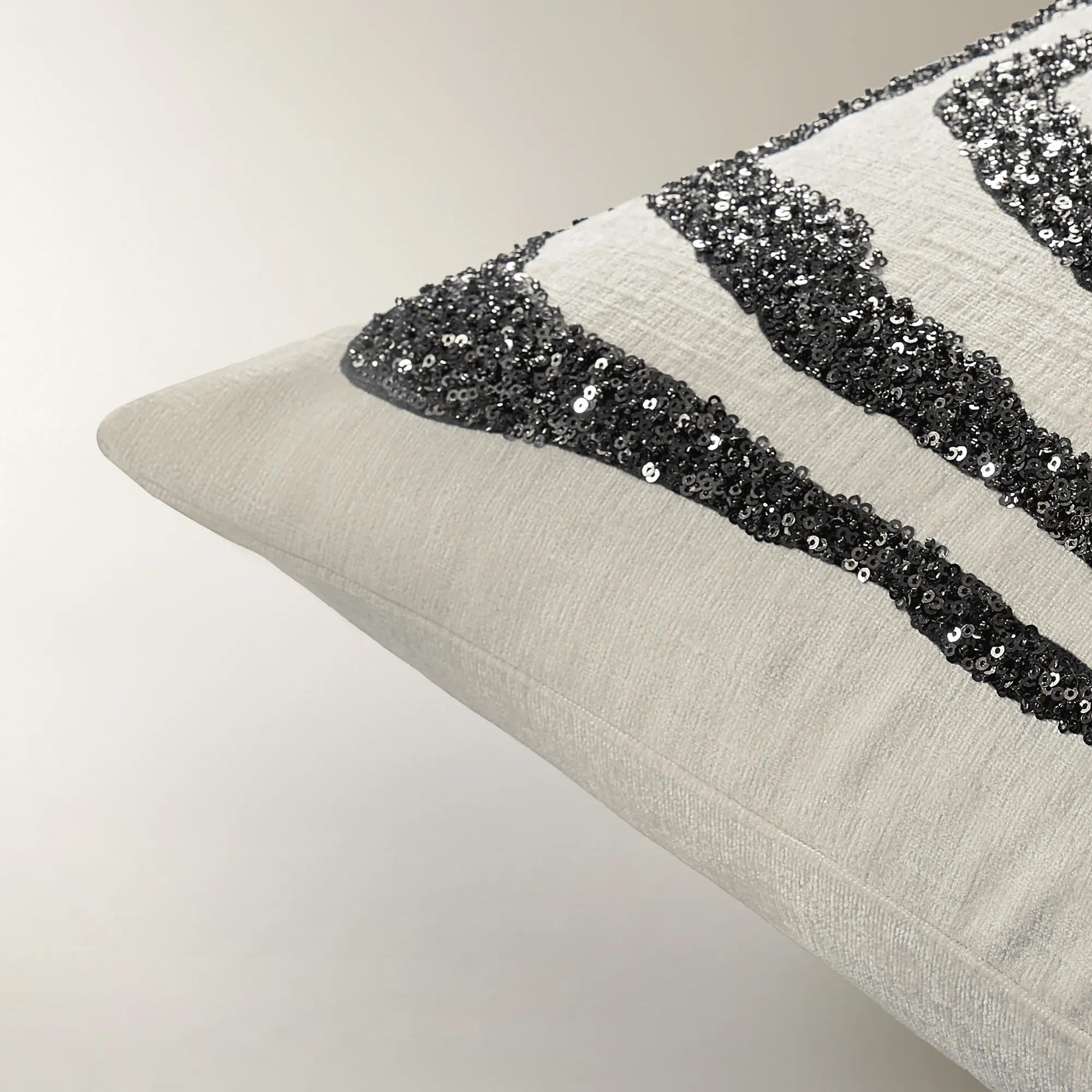 Jael Embellished Abstract Animal Pillow 20" - Black/Ivory