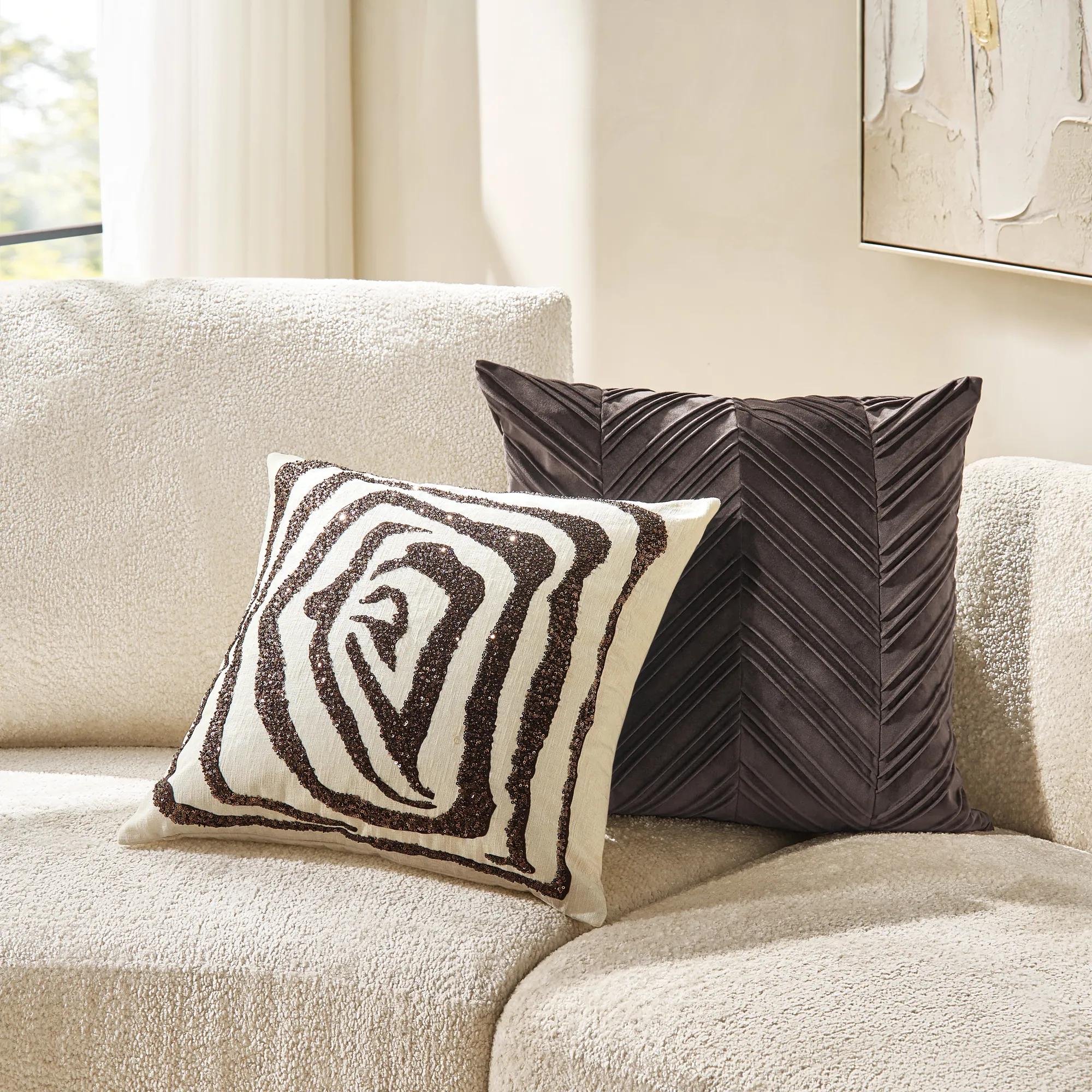 Jael Embellished Abstract Animal Pillow 20" - Bronze/Ivory