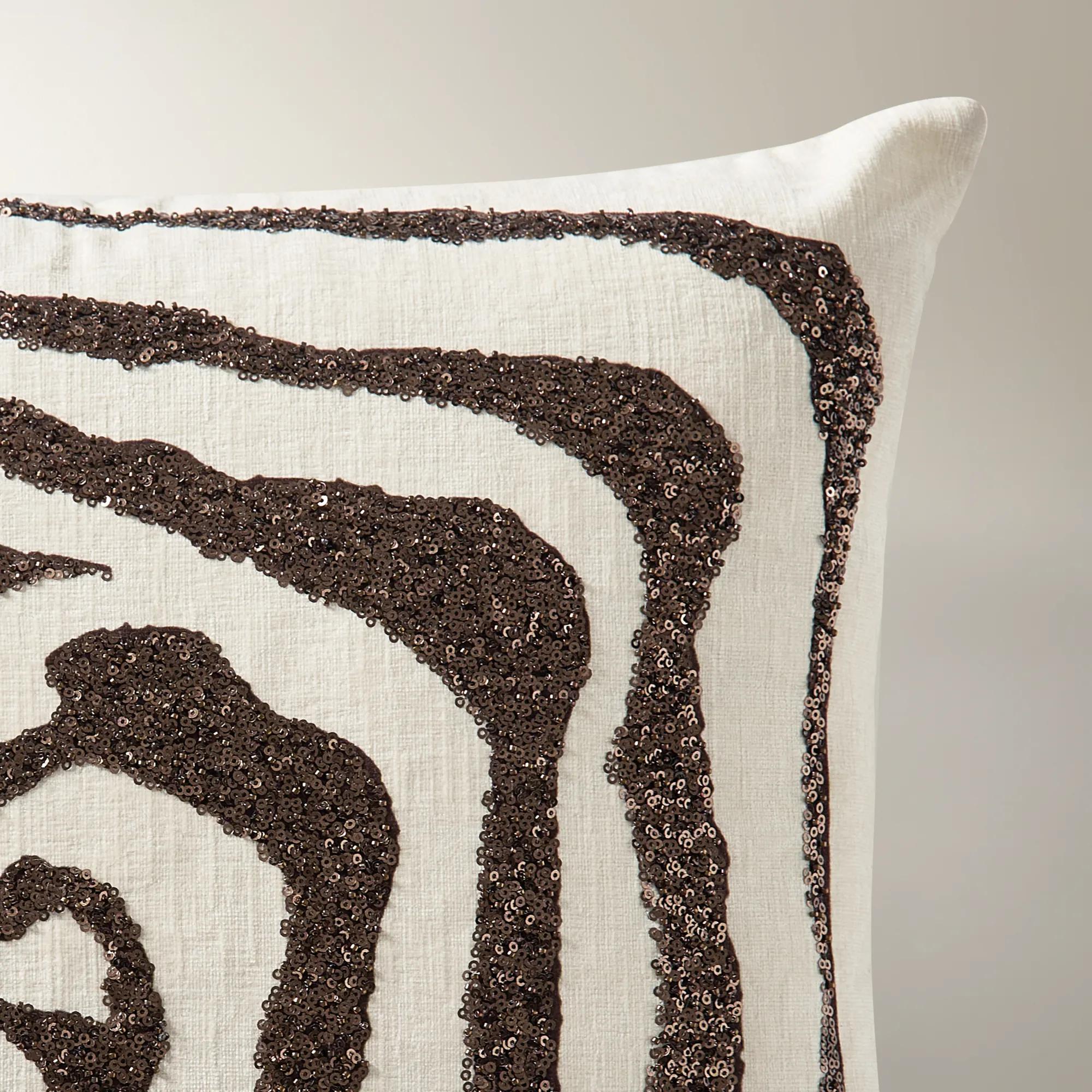 Jael Embellished Abstract Animal Pillow 20" - Bronze/Ivory