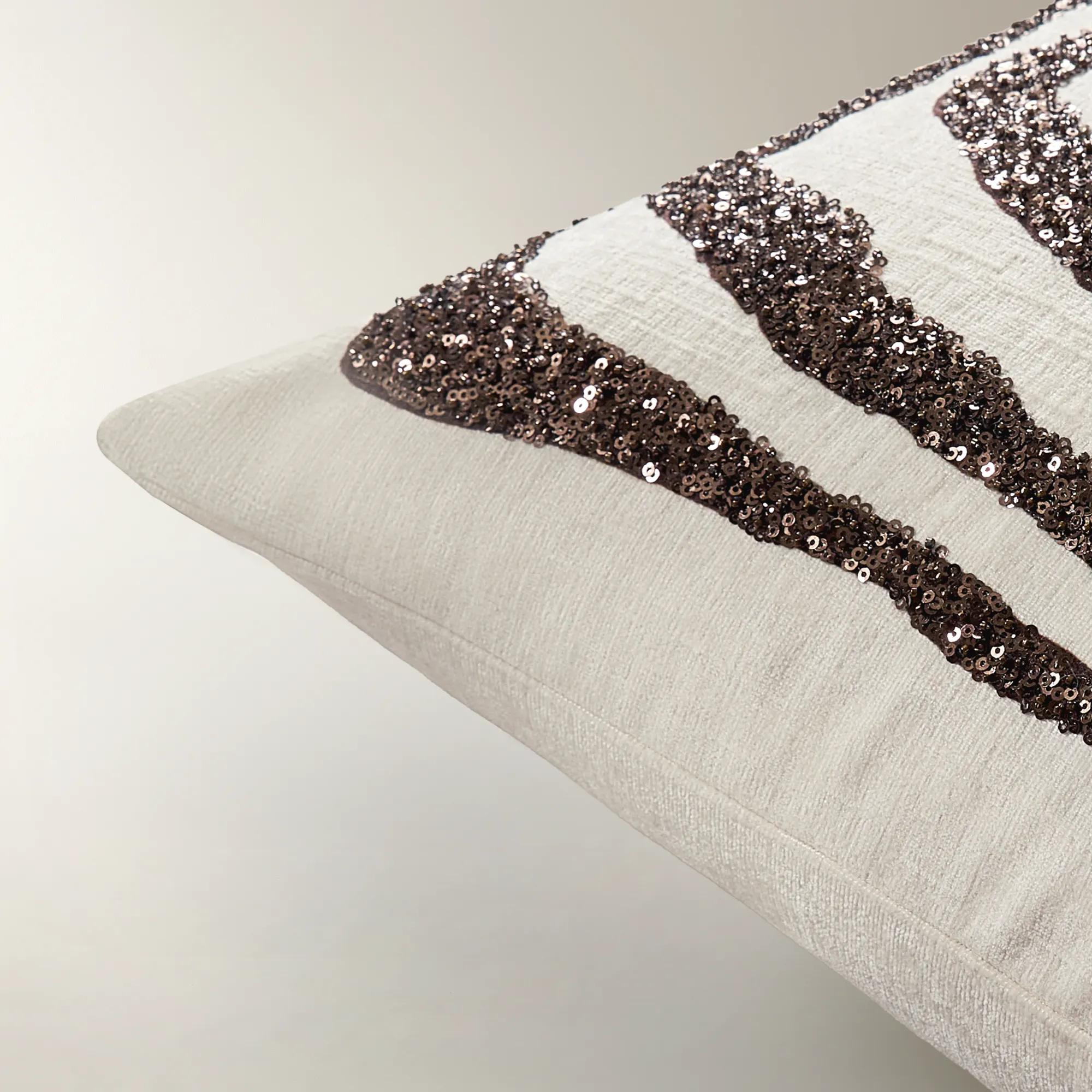 Jael Embellished Abstract Animal Pillow 20" - Bronze/Ivory