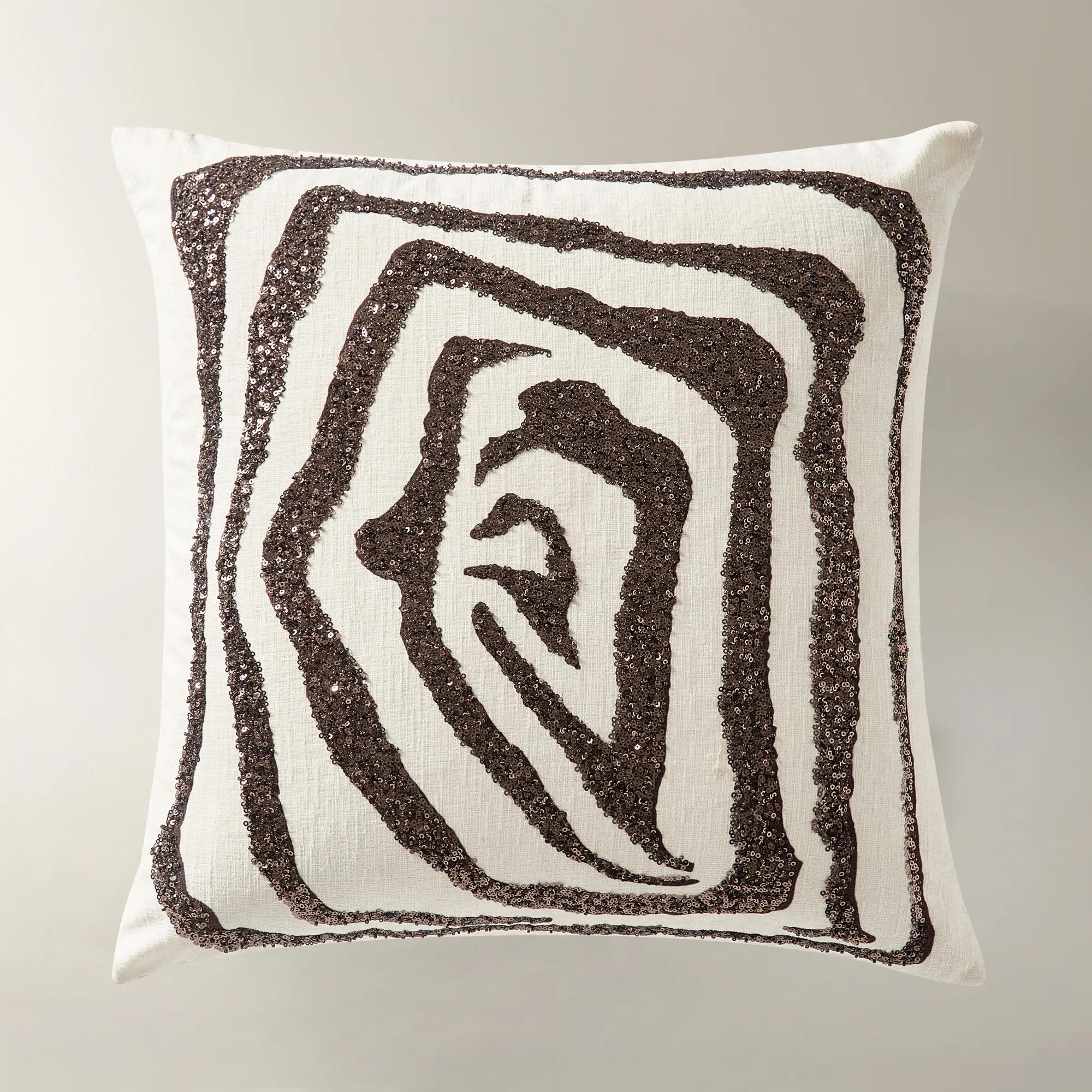 Jael Embellished Abstract Animal Pillow 20" - Bronze/Ivory