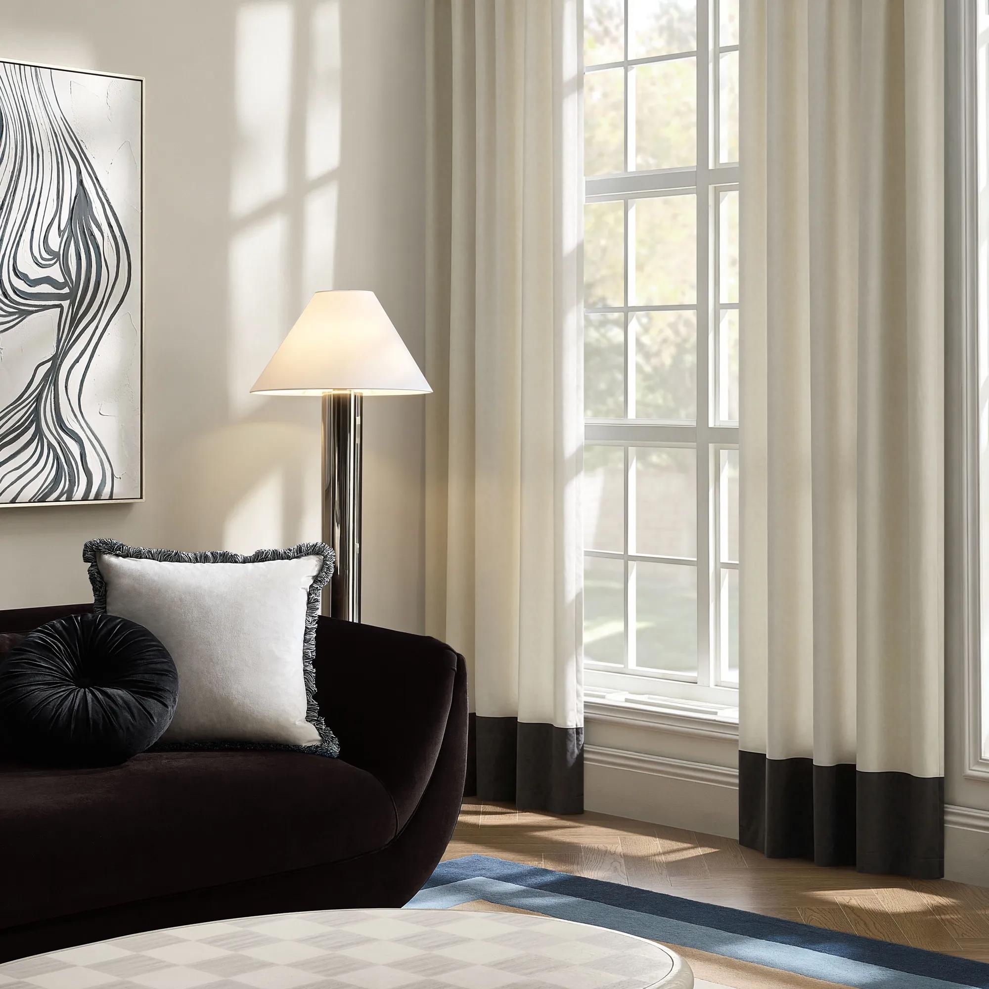 Bastien Border Curtain - Ivory/Graphite