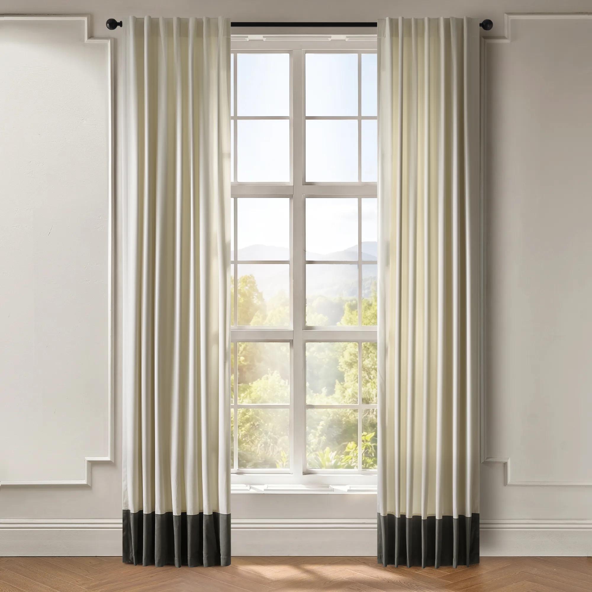 Bastien Border Curtain - Ivory/Graphite