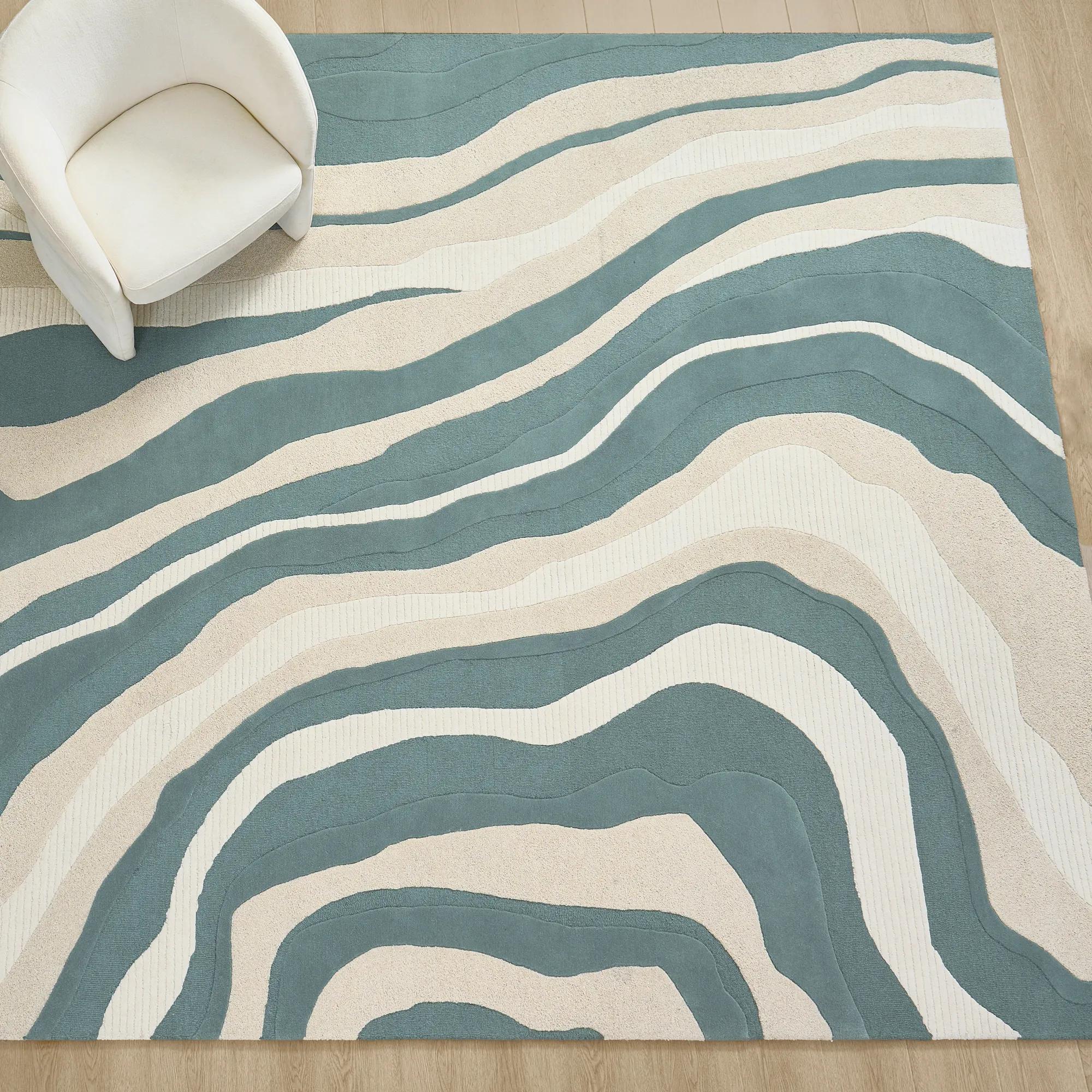 Kadence Wool Rug - Deep Sage Green/Ivory