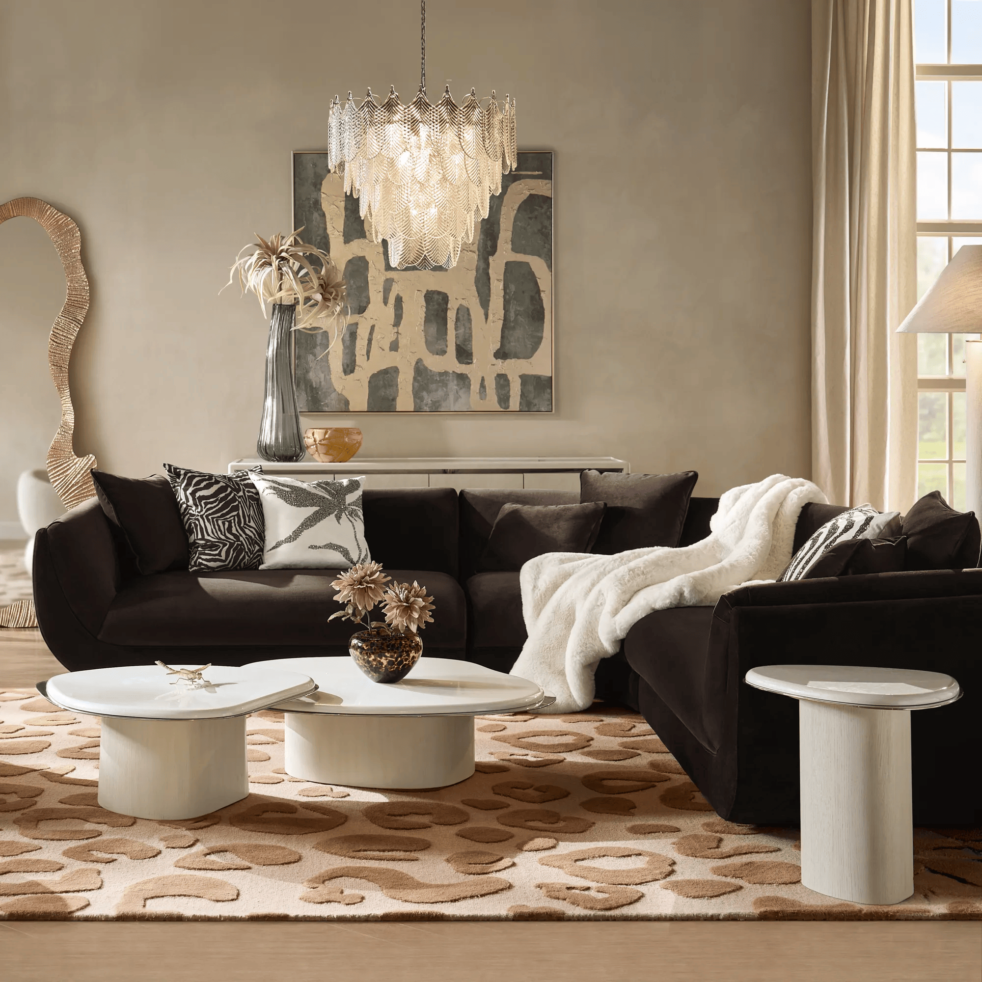 Lumina Bleached Oak Coffee Table With Pearl Lacquered Top (32")