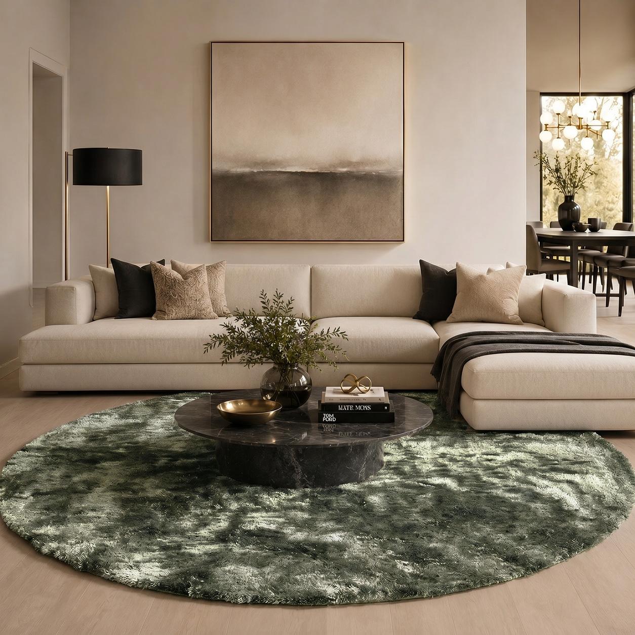 Indochine Shag Rugs - Smokey Olive Green