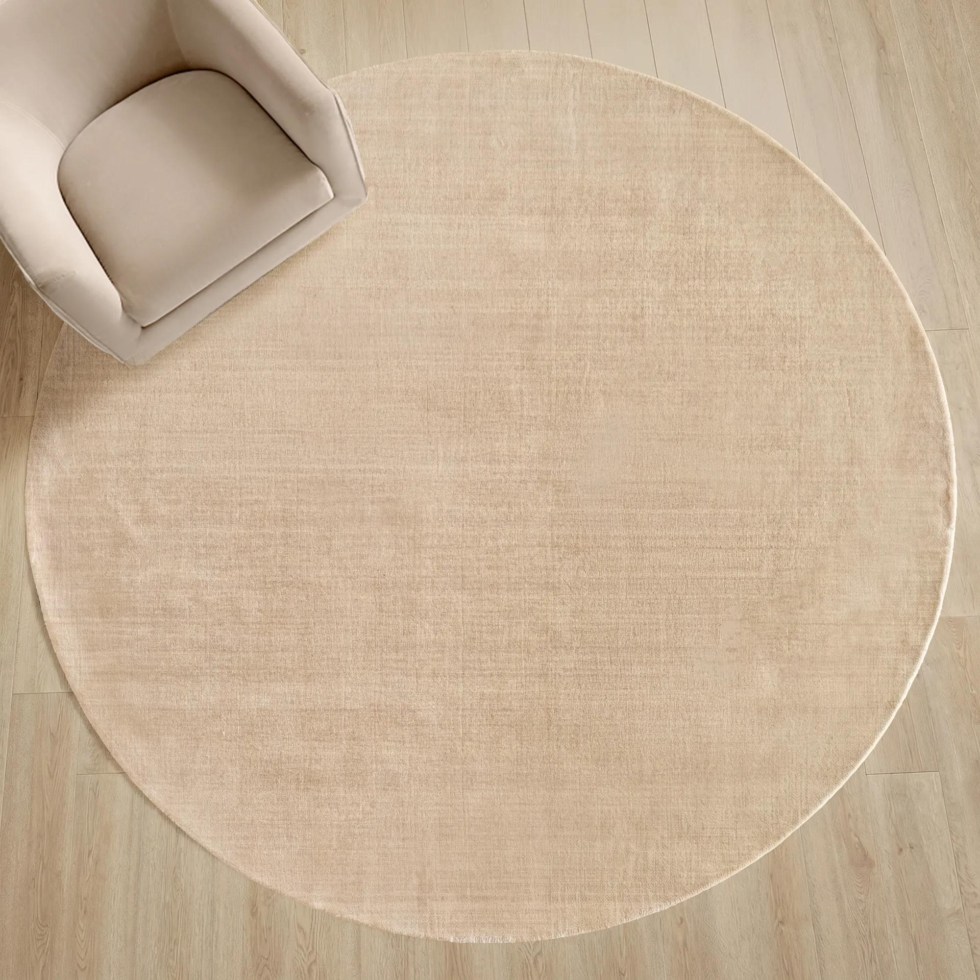 Juni Round Wool Rugs - Heathered Warm Beige
