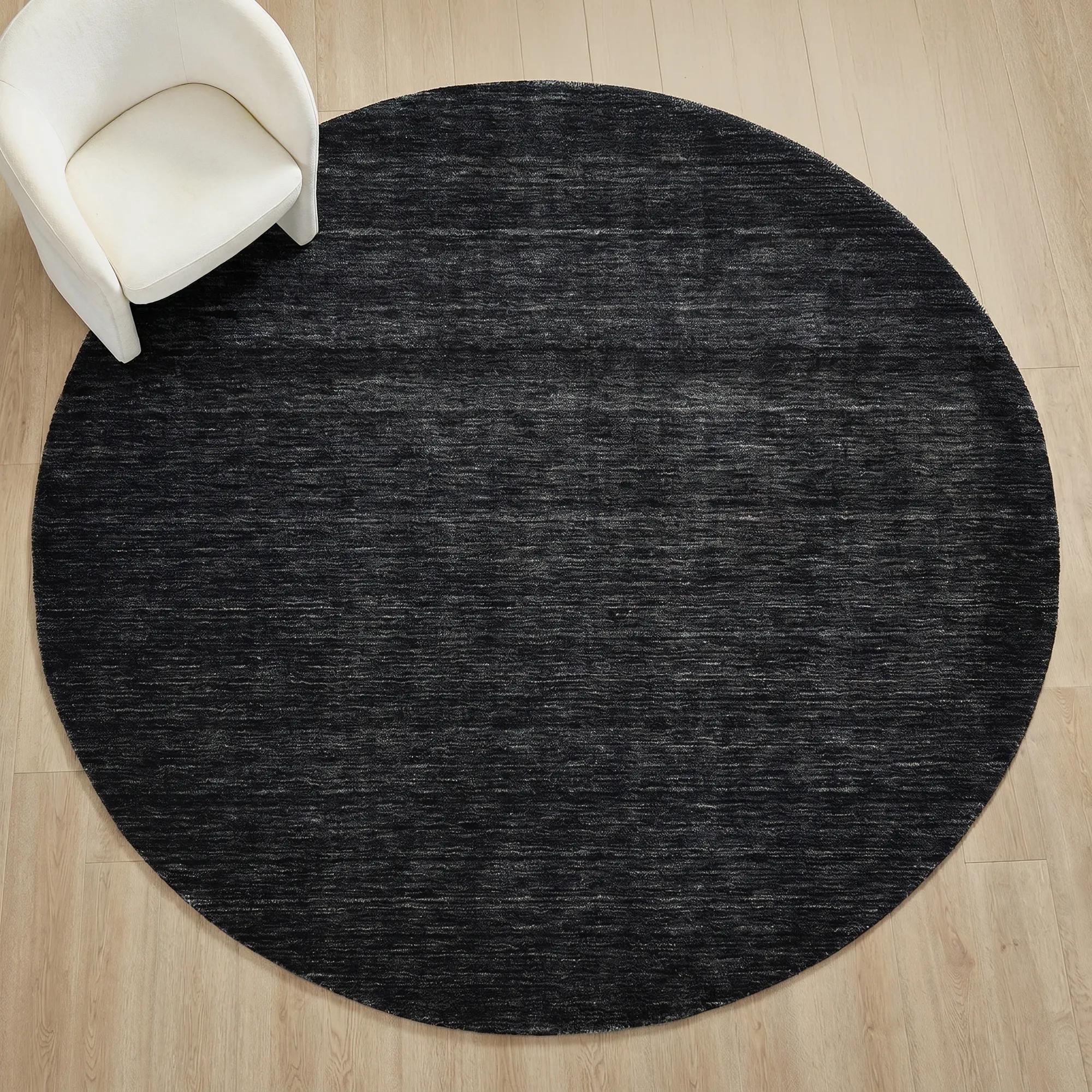 Juni Round Wool Rugs -Heathered Black