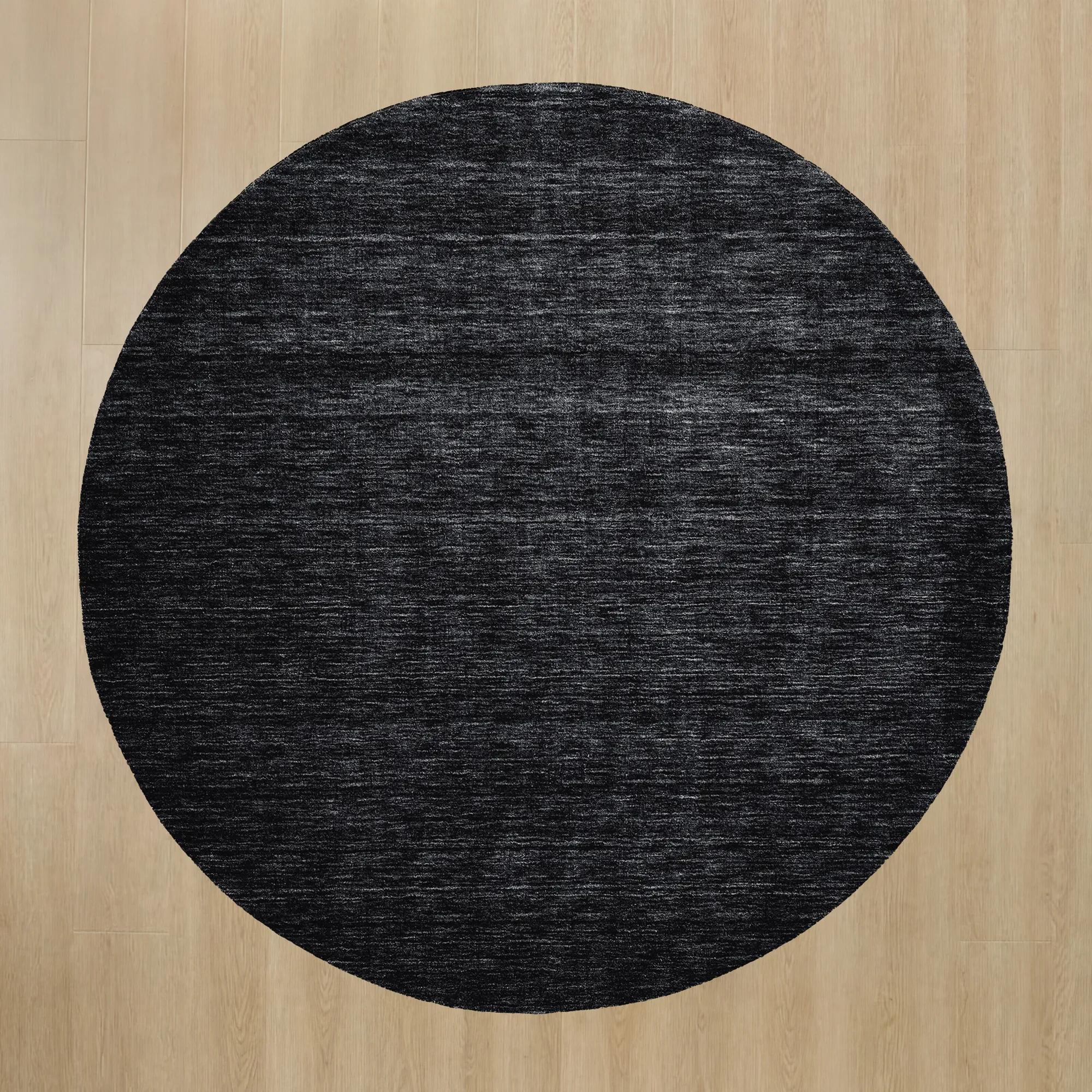Juni Round Wool Rugs -Heathered Black