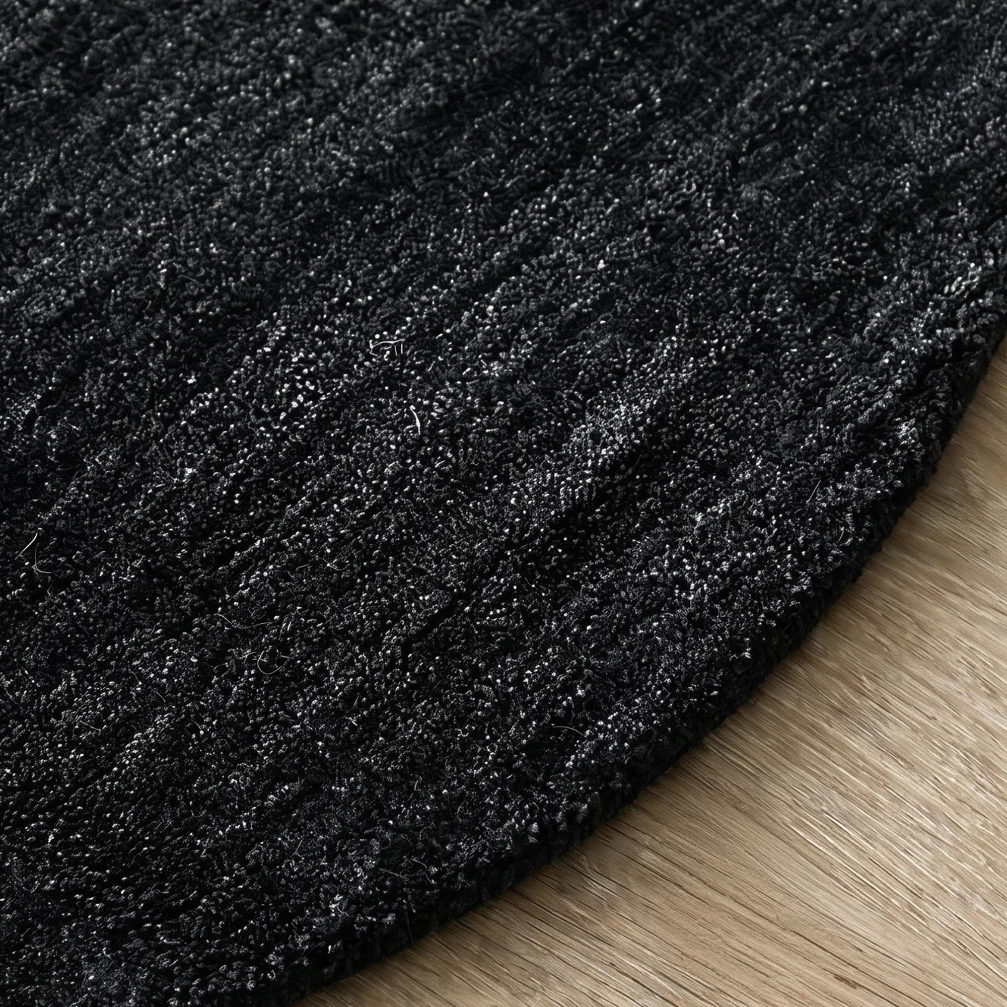 Juni Round Wool Rugs -Heathered Black