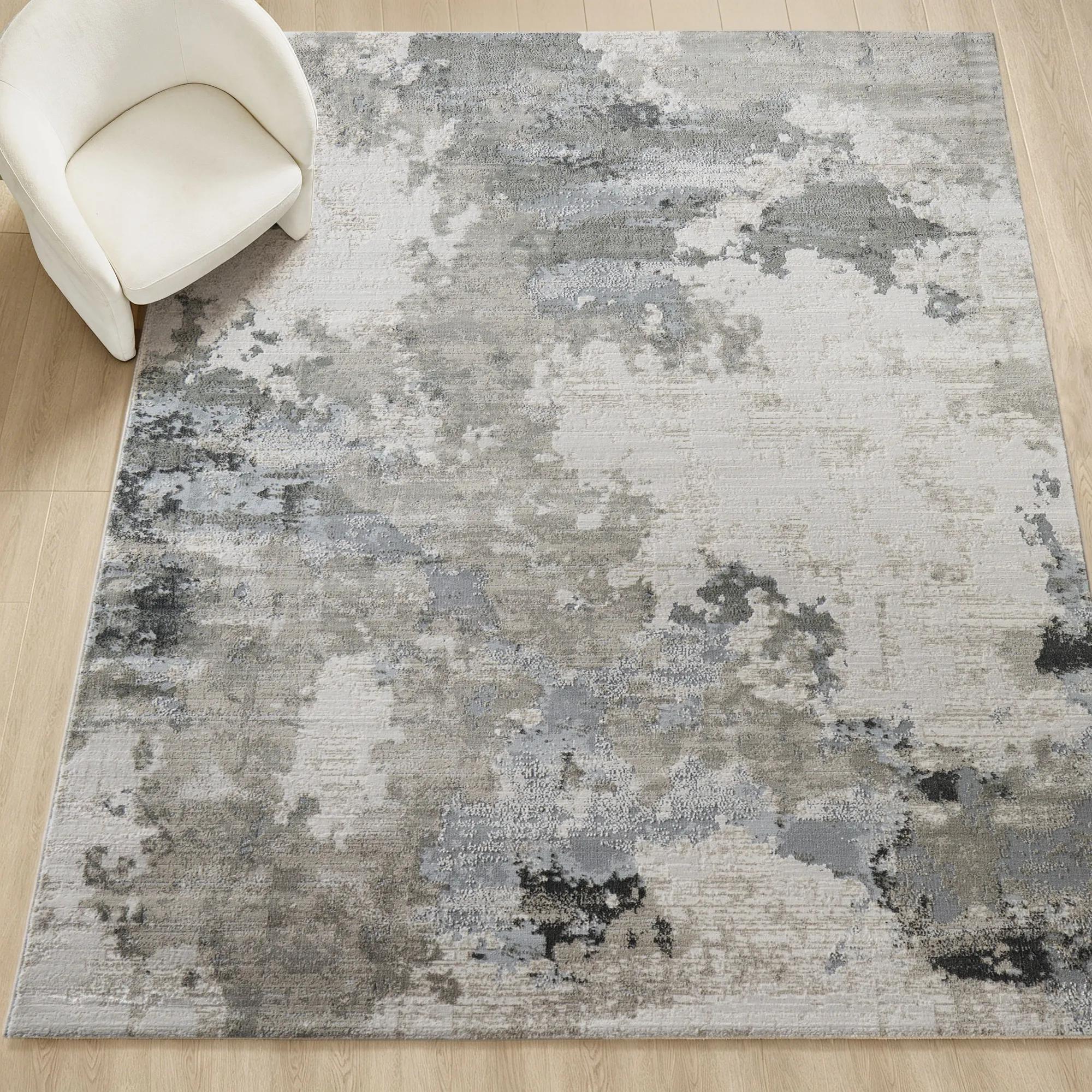 Alarion Abstract Rugs - Grey/Muted Blue/Ivory