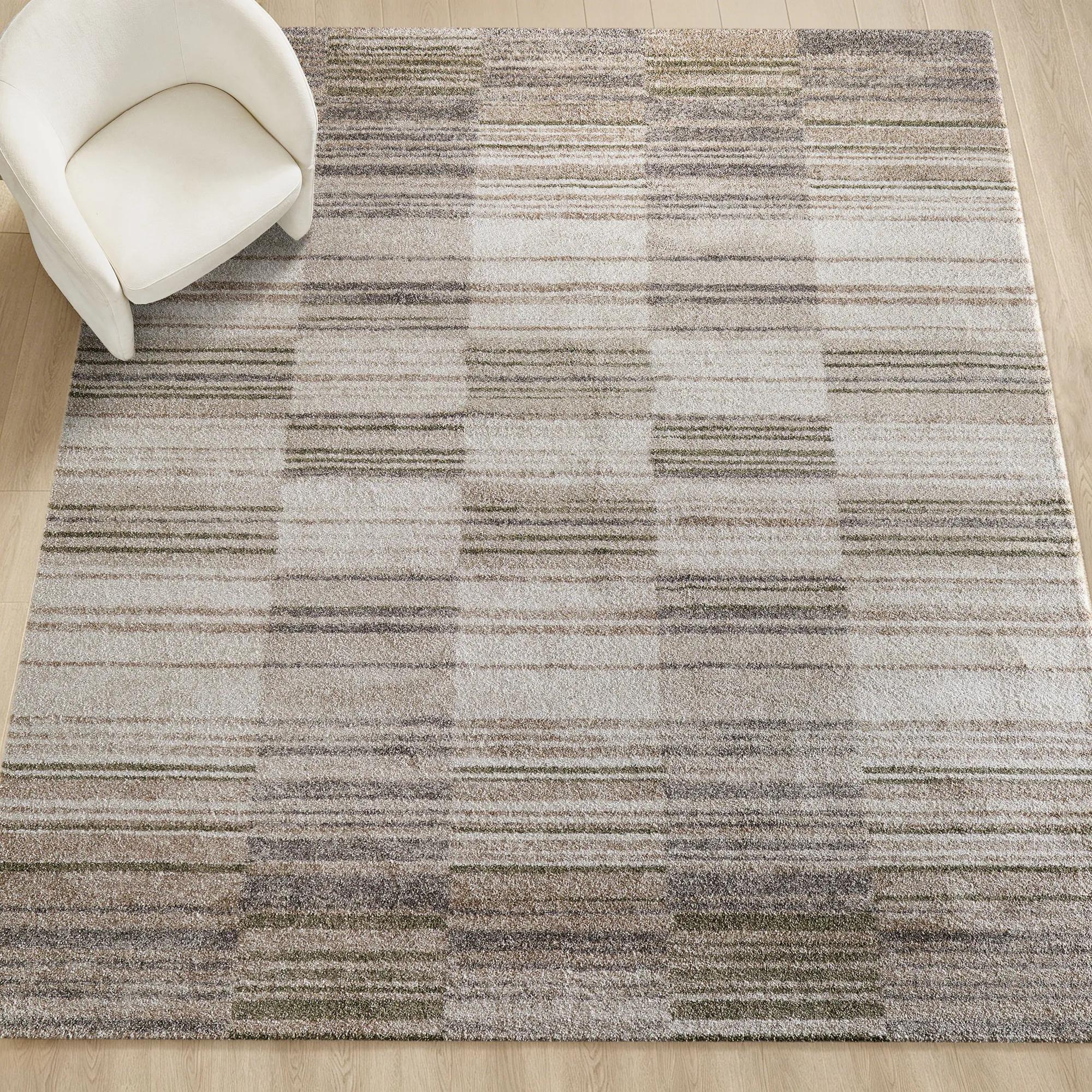 Checka Rugs - Grey/Tan/Ivory/Soft Green