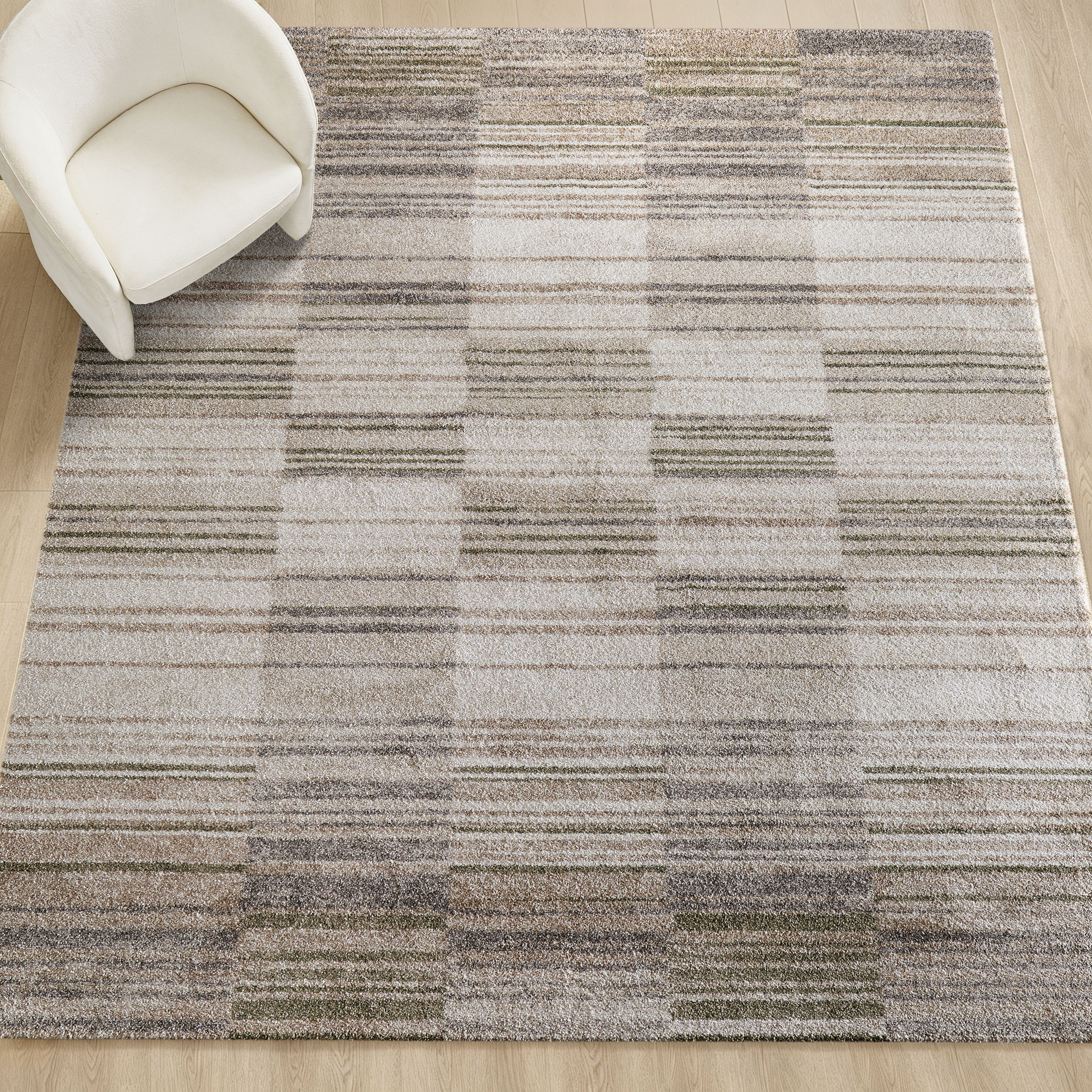 Checka Rugs - Grey/Tan/Ivory/Soft Green