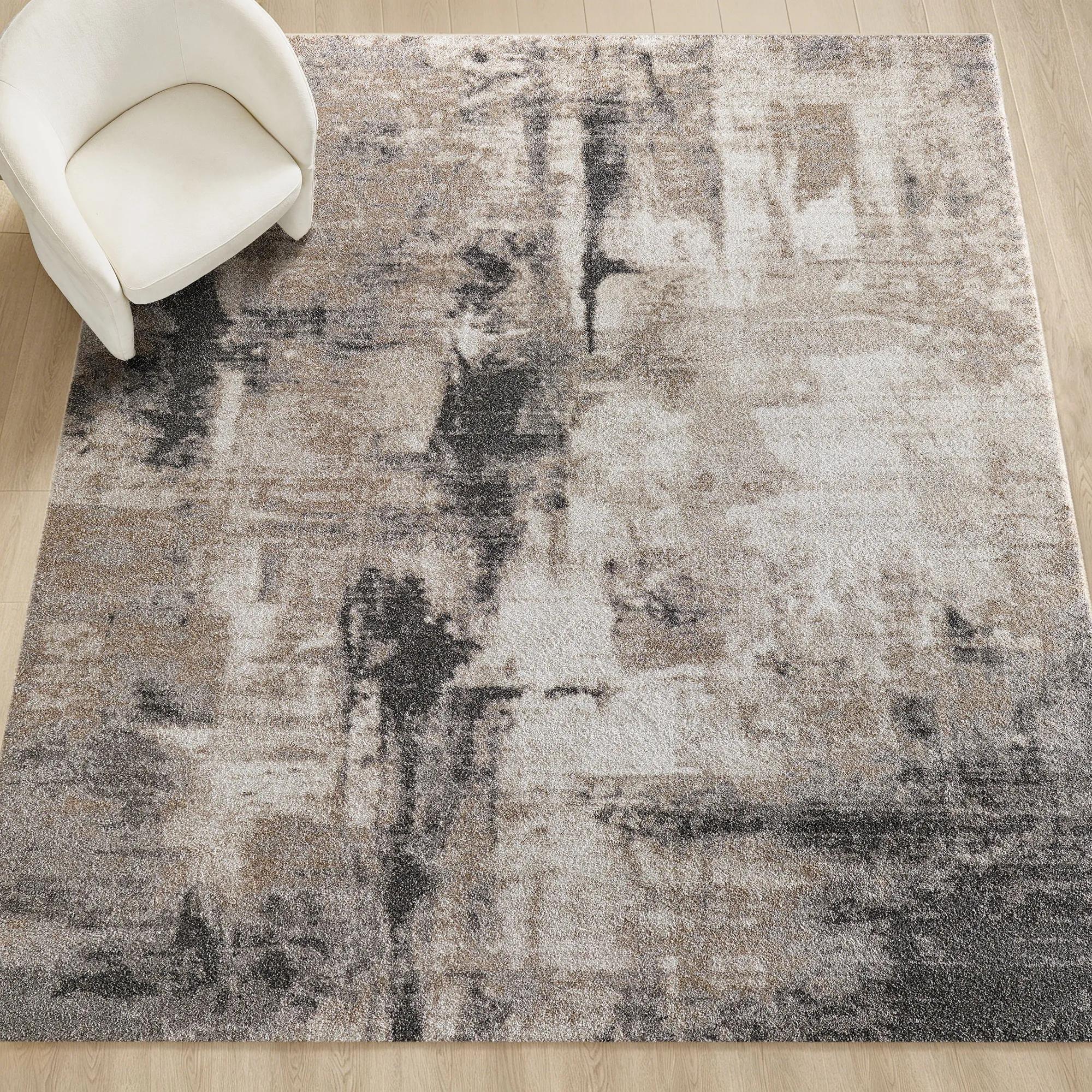 Atlas Abstract Rugs - Grey/Taupe/Ivory/Charcoal