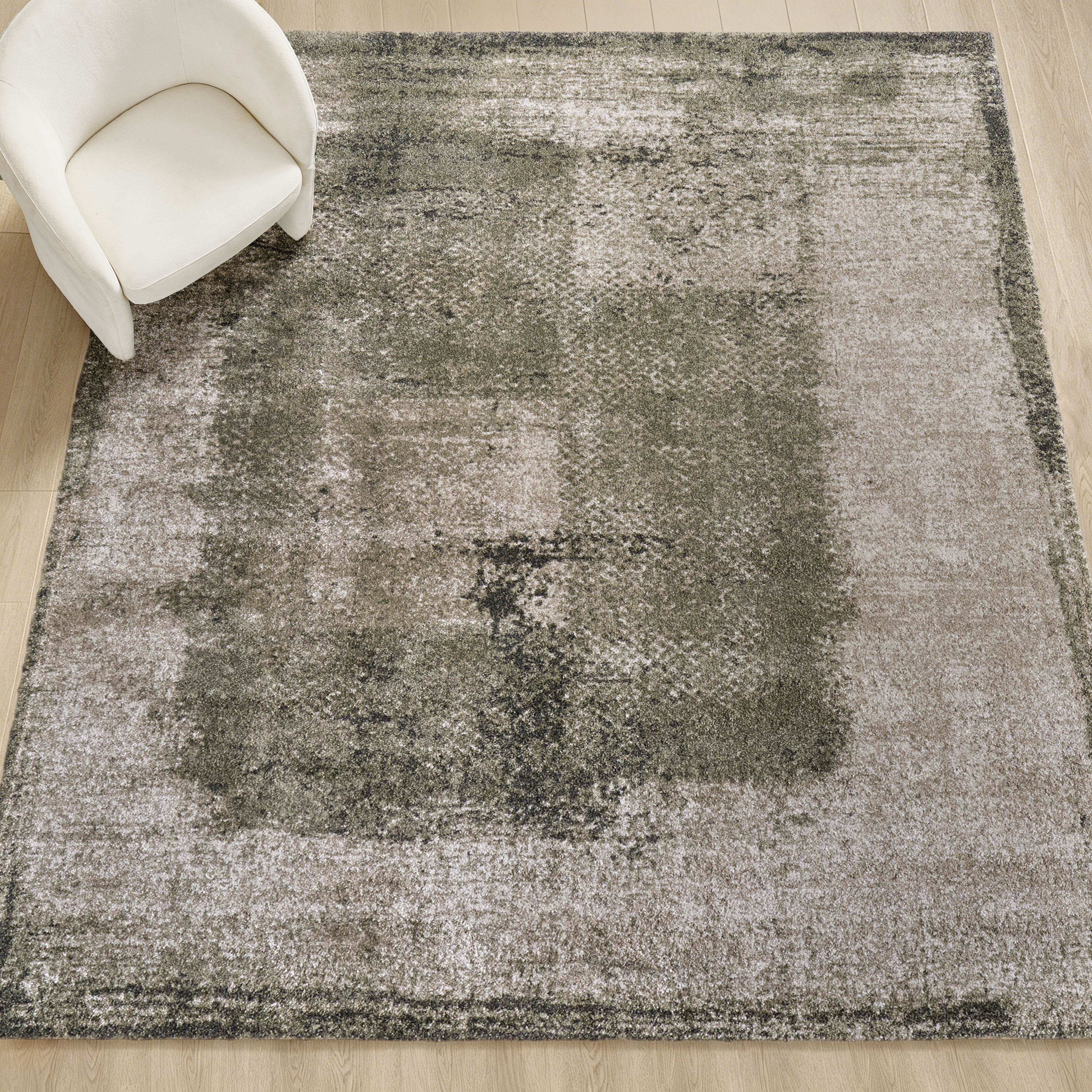 Irving Abstract Rugs - Moss Green/Beige/Grey