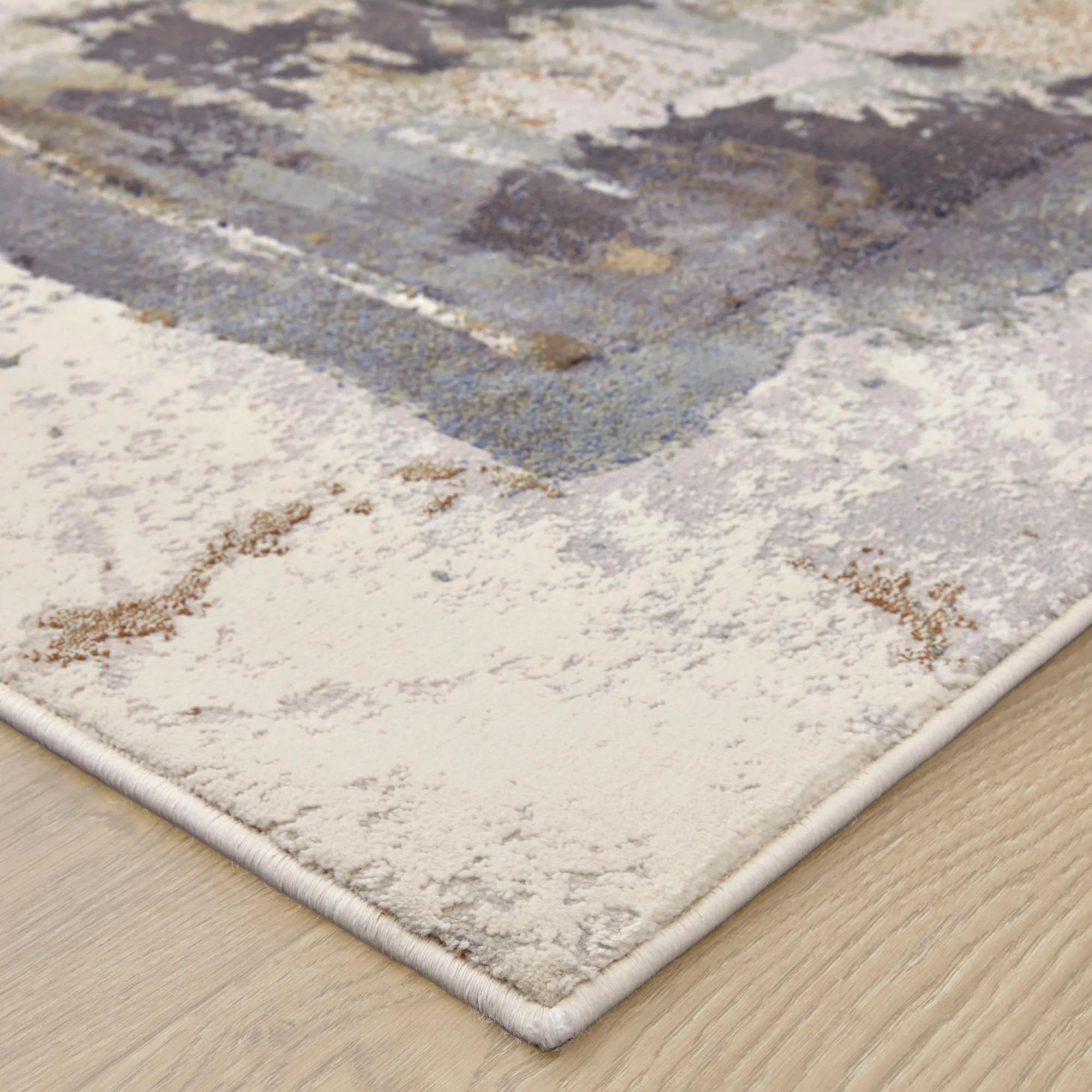 Gaia Abstract Rugs- Grey/Charcoal/Ivory/Gold/Blue