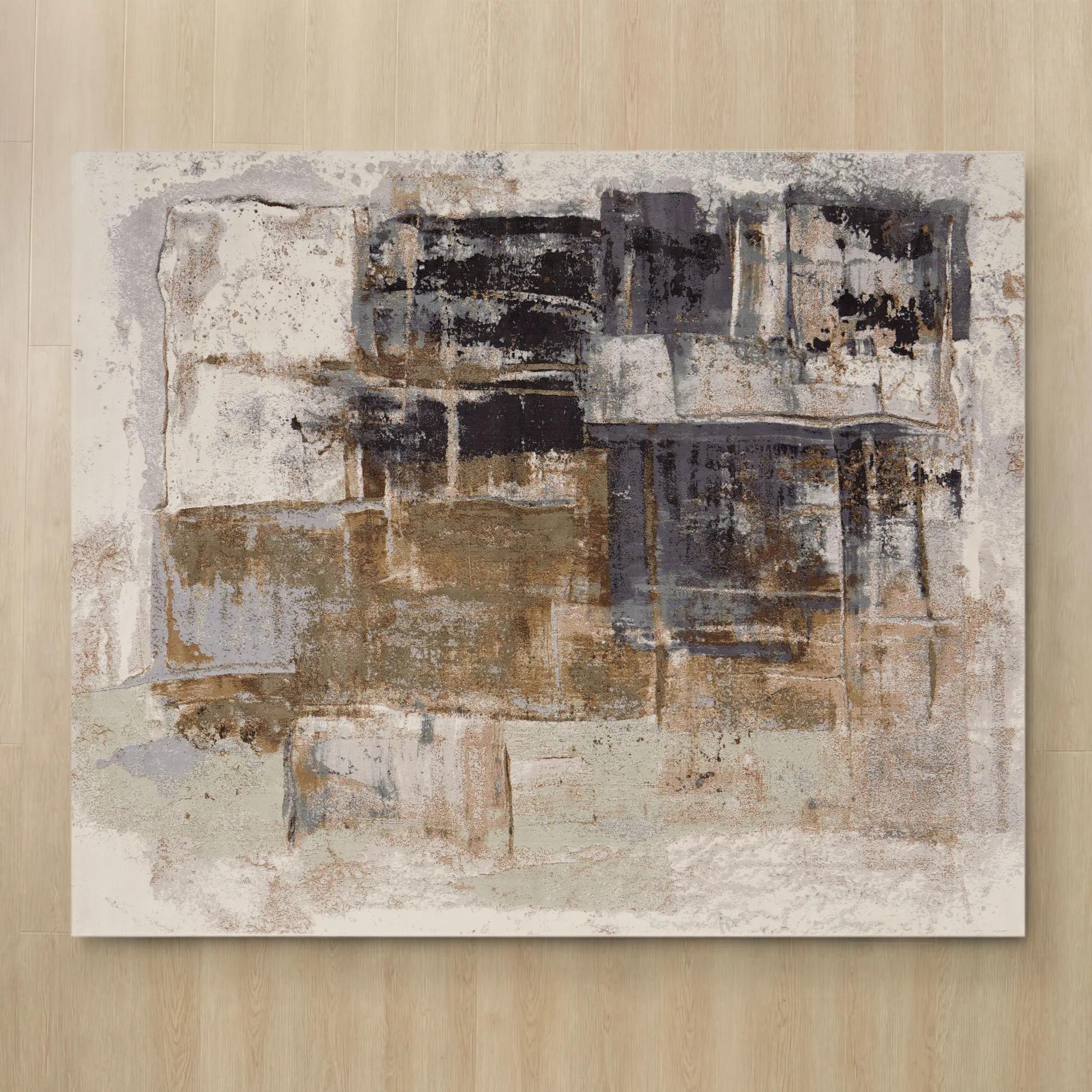 Gaia Abstract Rugs- Grey/Charcoal/Ivory/Gold/Blue