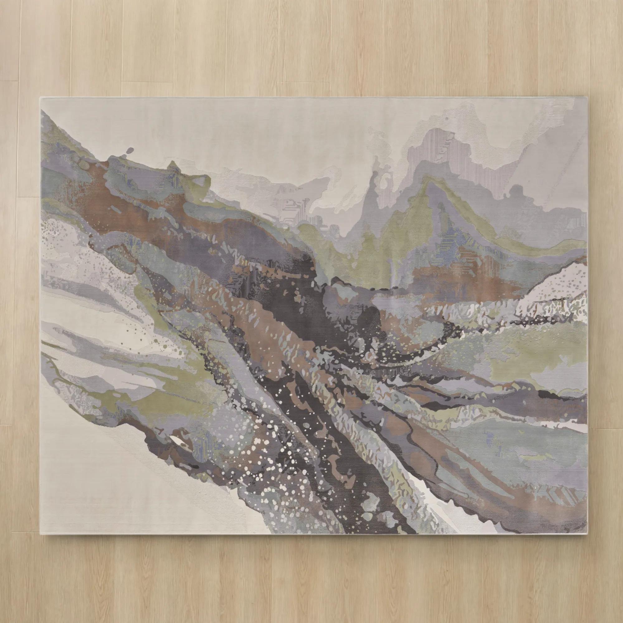Nerissa Abstract Rugs - Ivory/Grey/Blue/Green