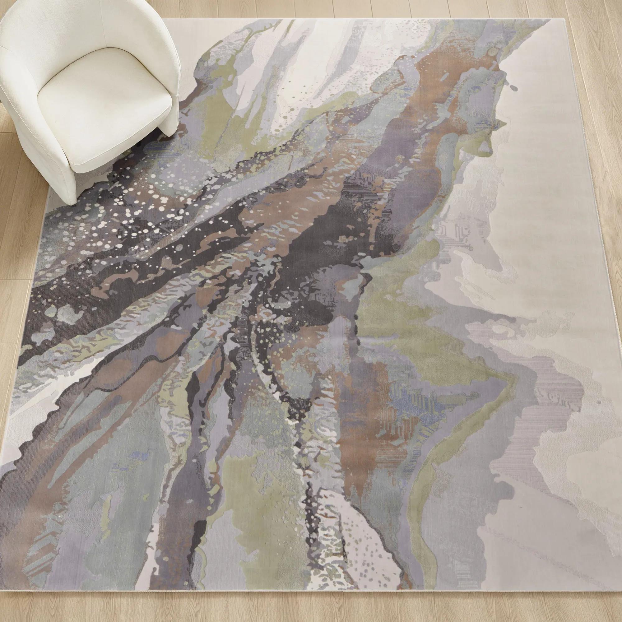 Nerissa Abstract Rugs - Ivory/Grey/Blue/Green