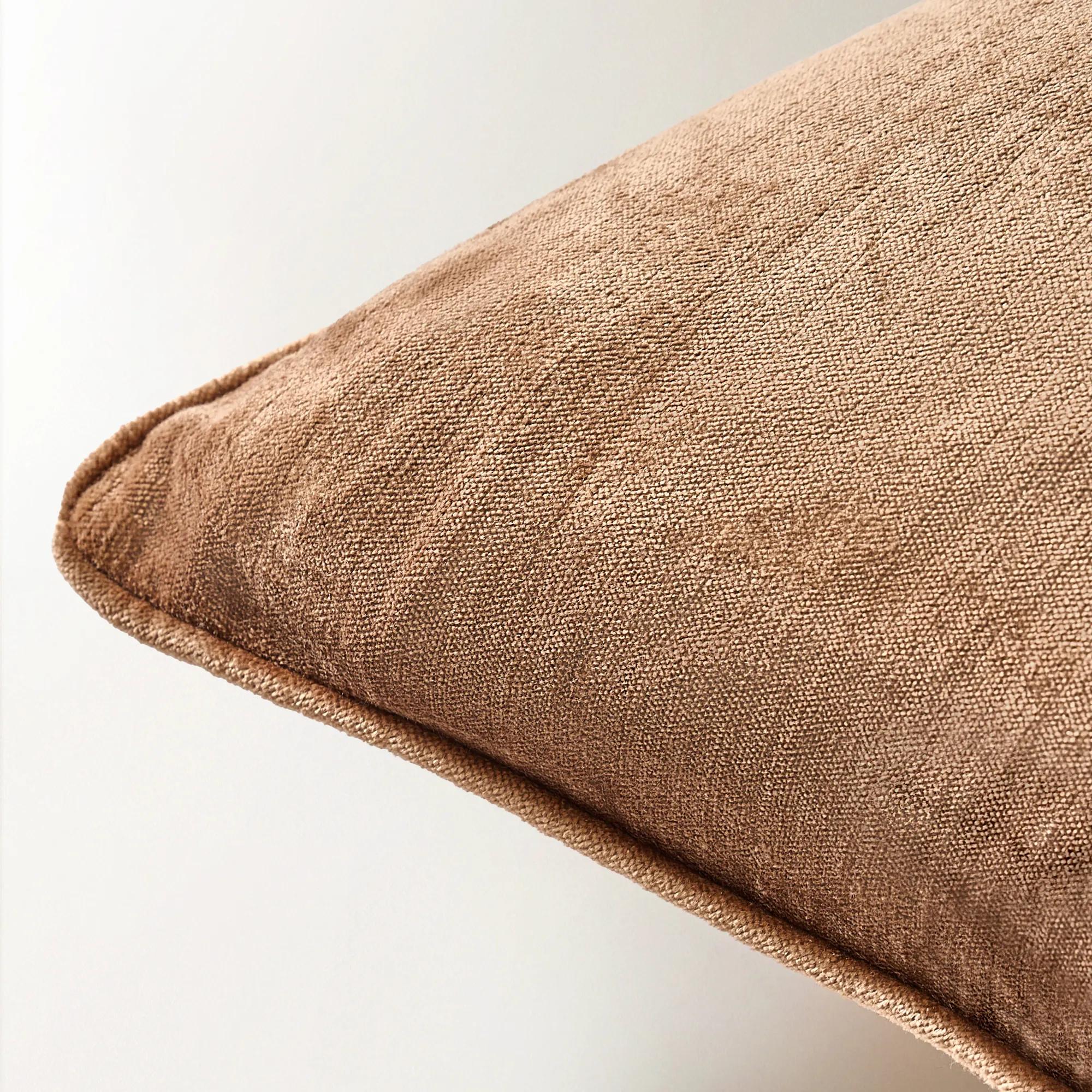 Glisten Velvet Piped Edge Pillow 22" - Bronze