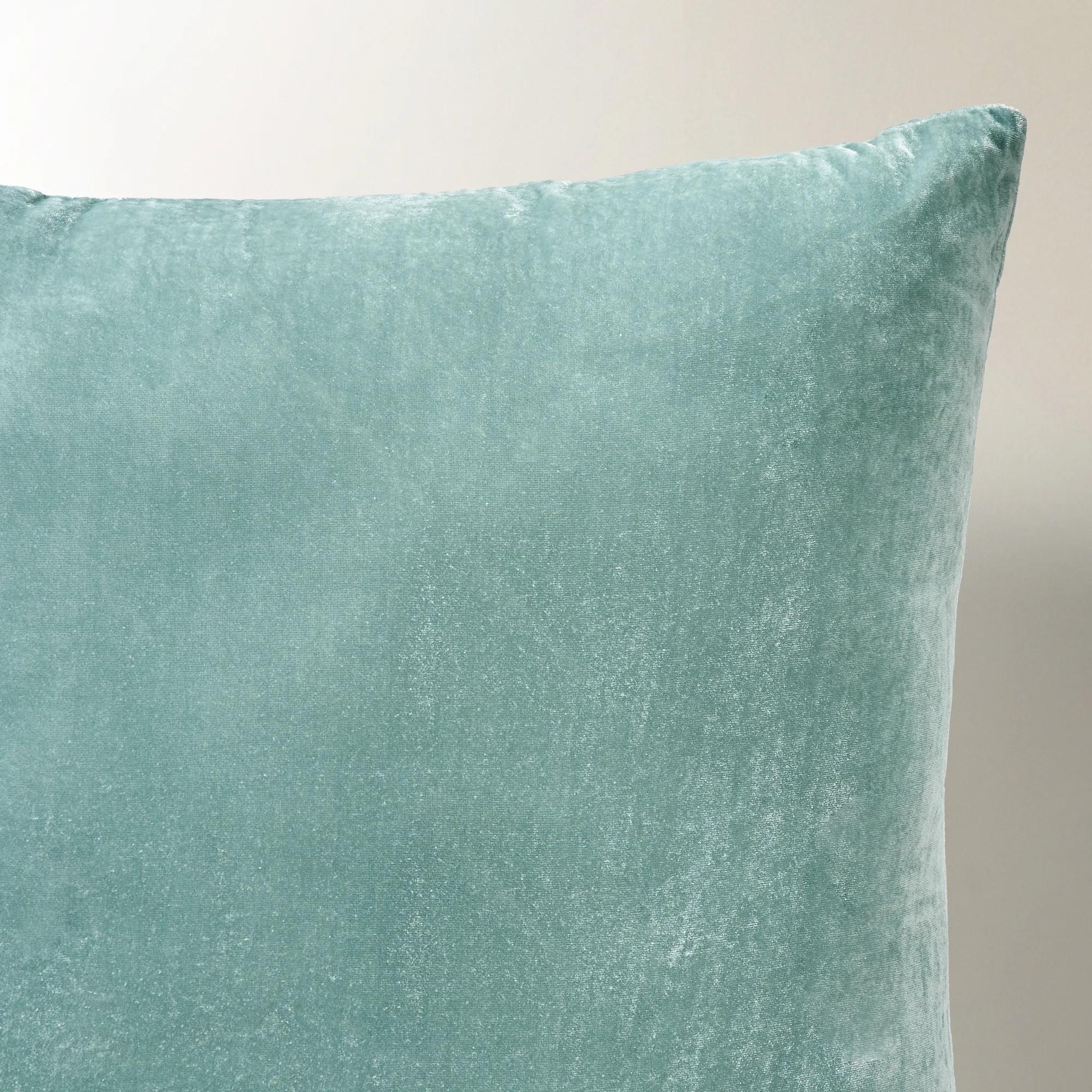 Delia Silky Velvet Pillow 20" - Eggshell Blue