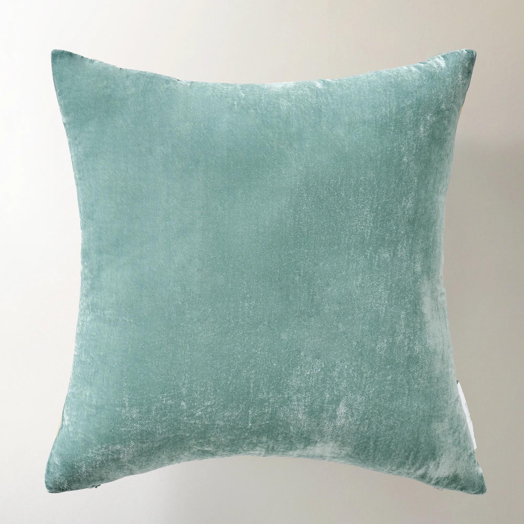 Delia Silky Velvet Pillow 20" - Eggshell Blue
