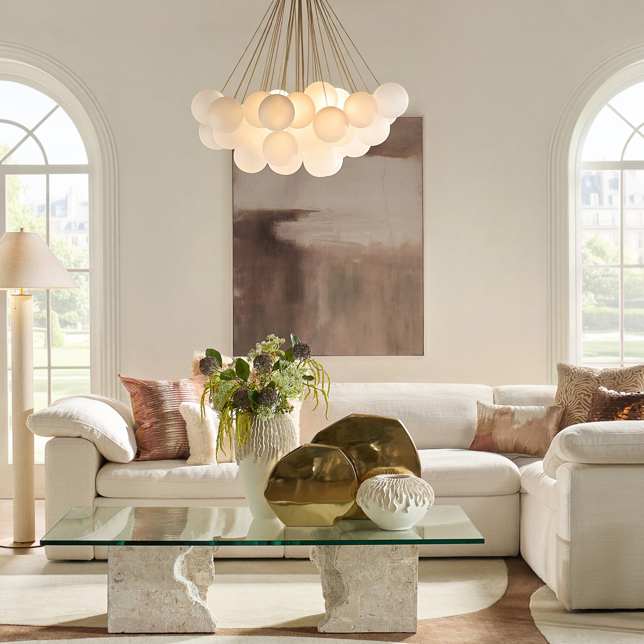 Sanela Frosted Glass Globe Chandelier 39.5"