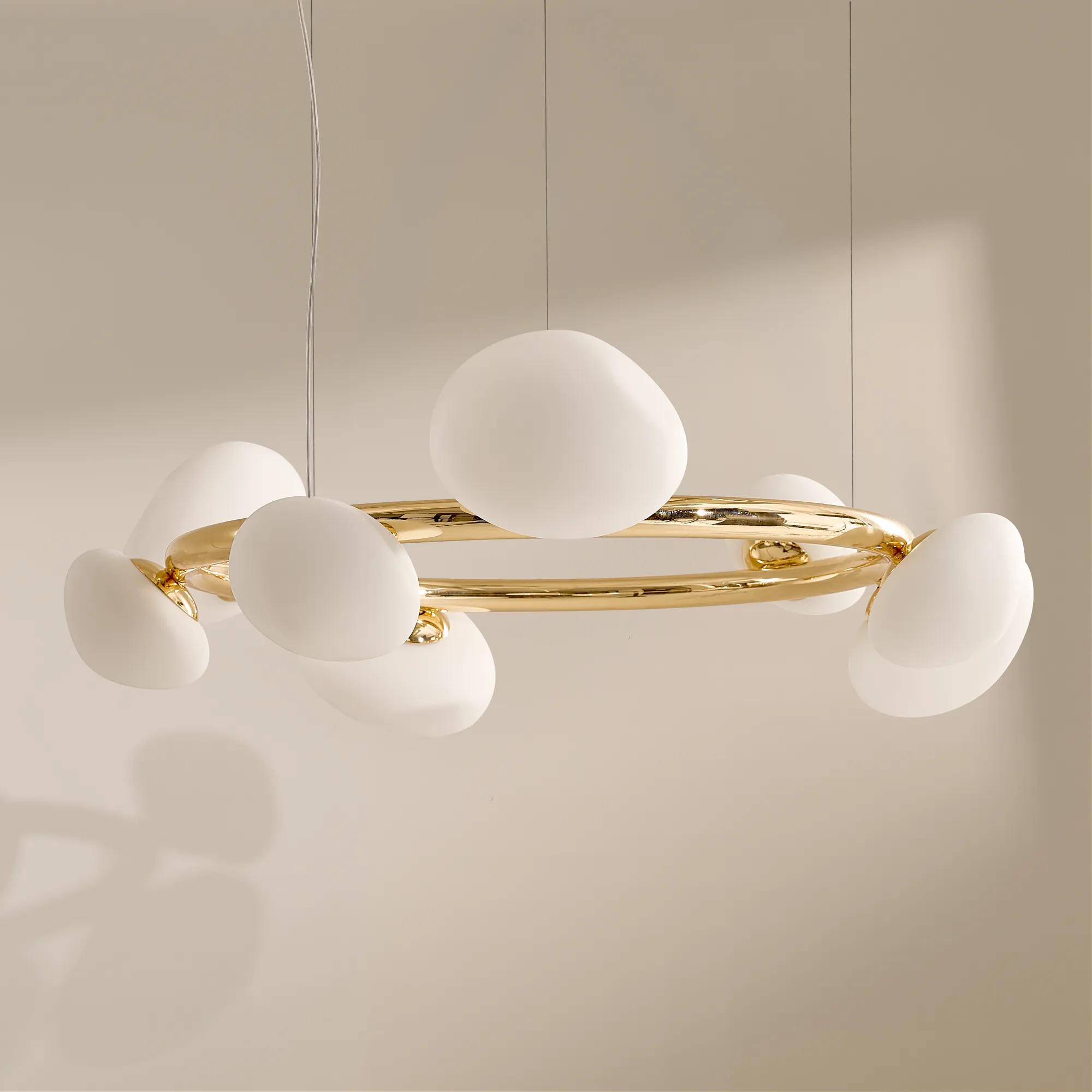 Radiante LED Globe Chandelier 36" - Polished Gold