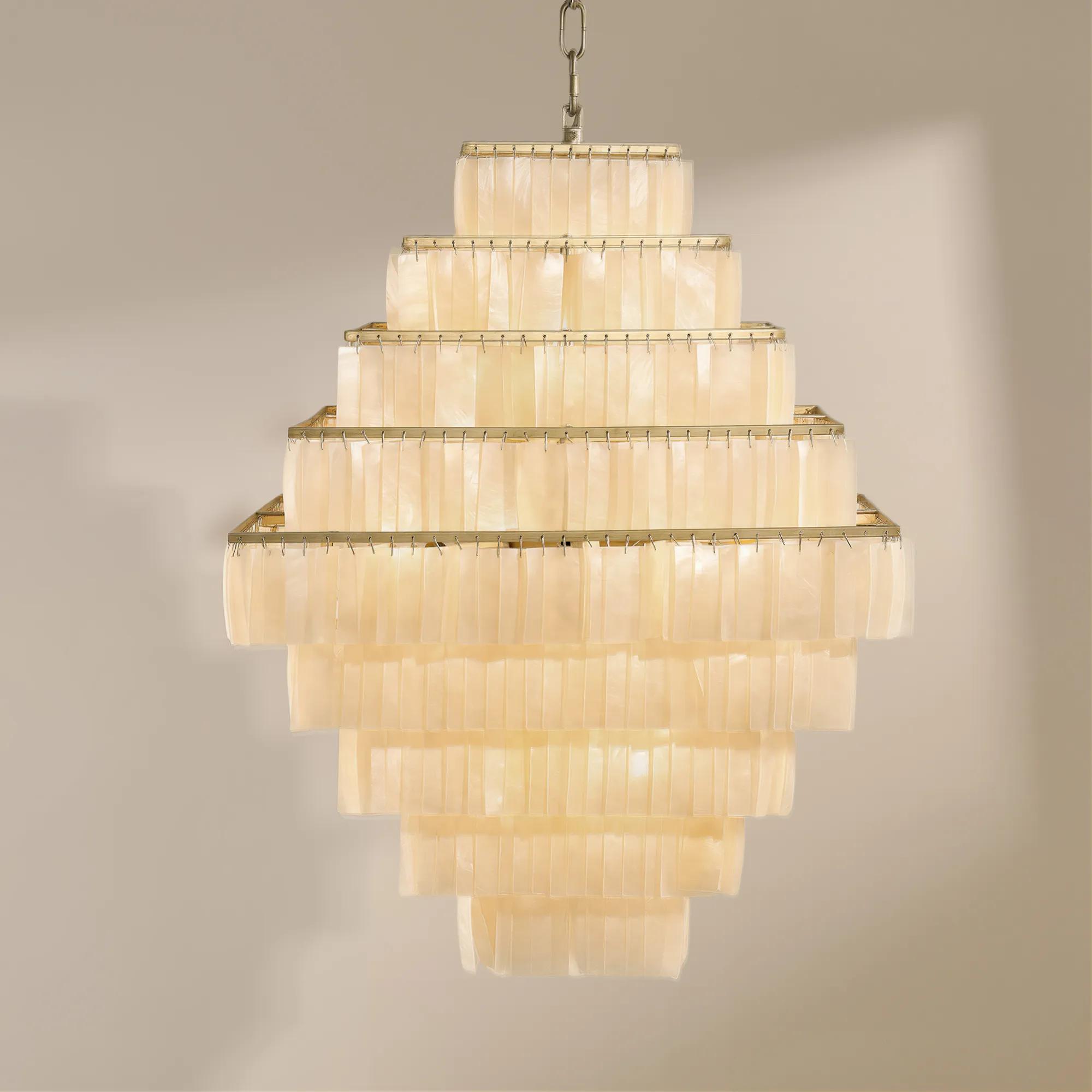 Soleil Capiz Chandelier 25"H