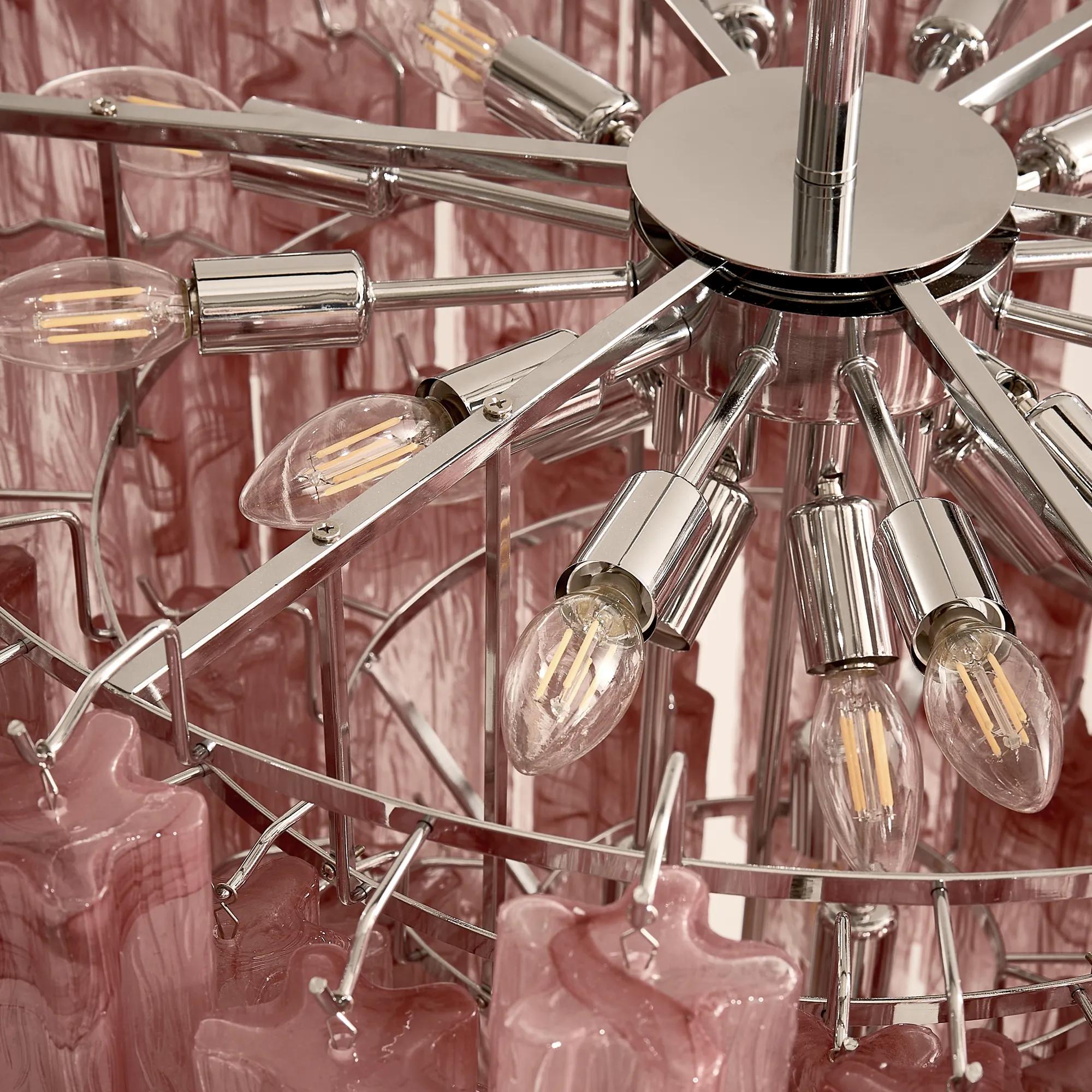 Elodie Glass Chandelier 31.5" - Rose