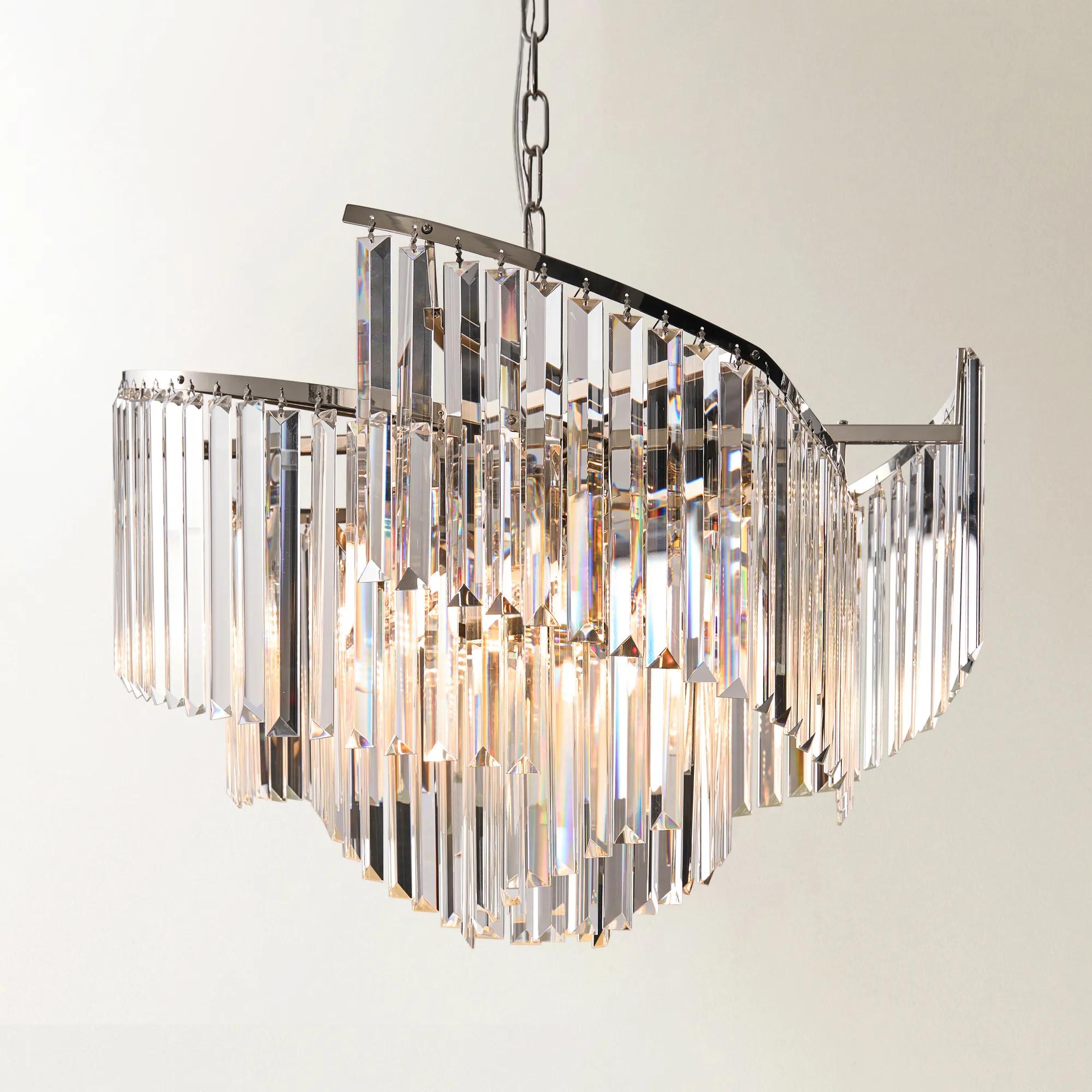 Luxe Spiral Chandelier - Nickel/Clear