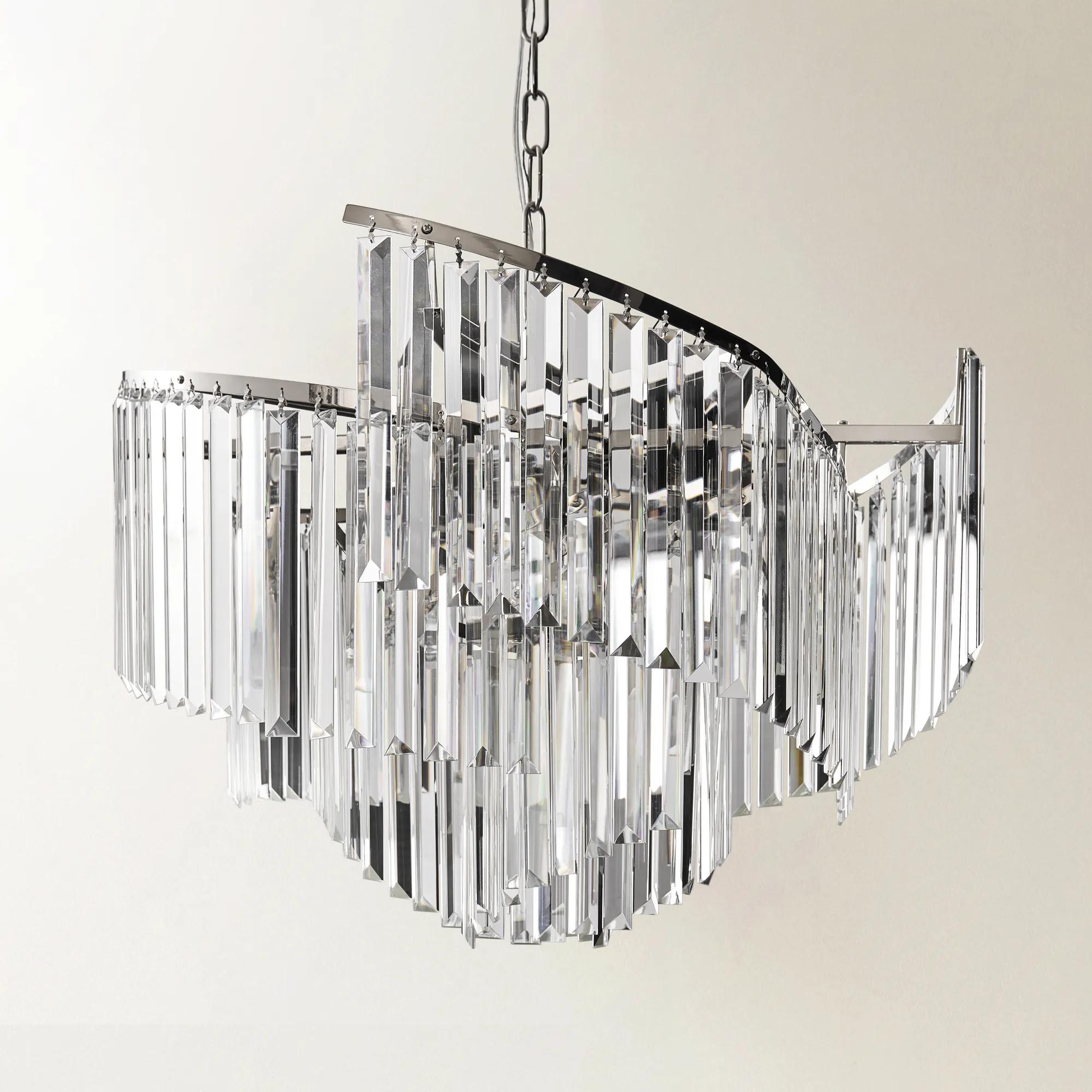 Luxe Spiral Chandelier - Nickel/Clear