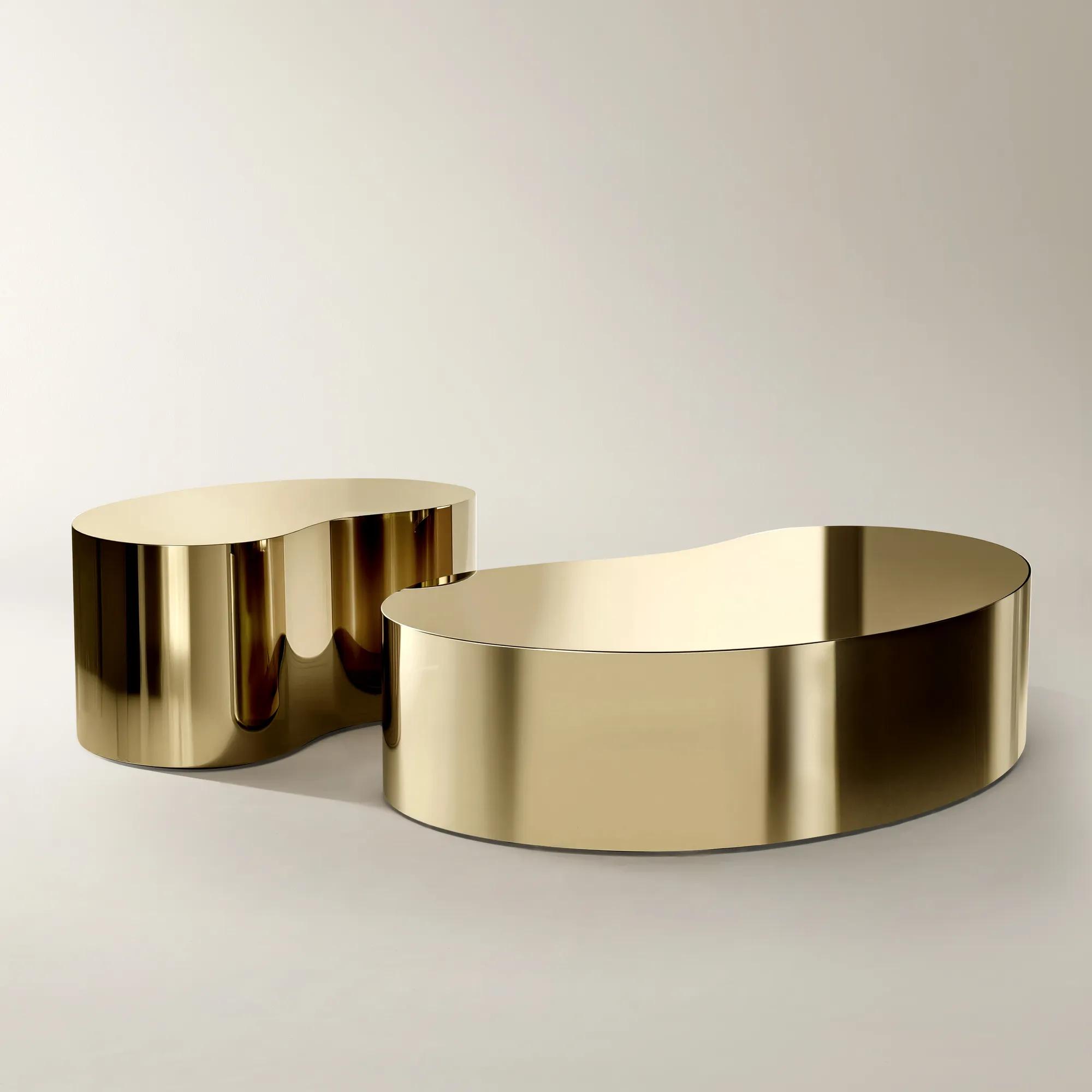 Aurea Soft Gold Coffee Table Set of 2 (37.5"-57")