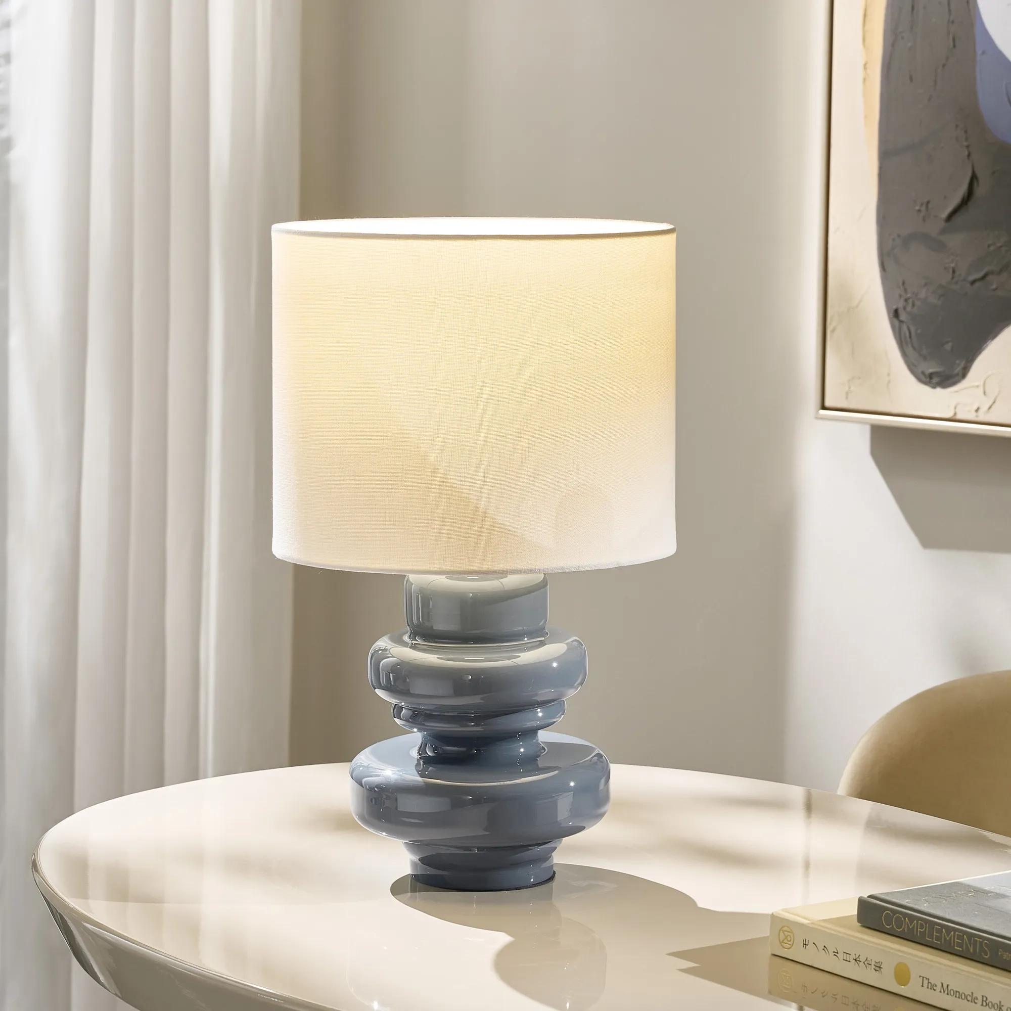 Edin Mouth Blown Slate Blue Glass Table Lamp 17.5"
