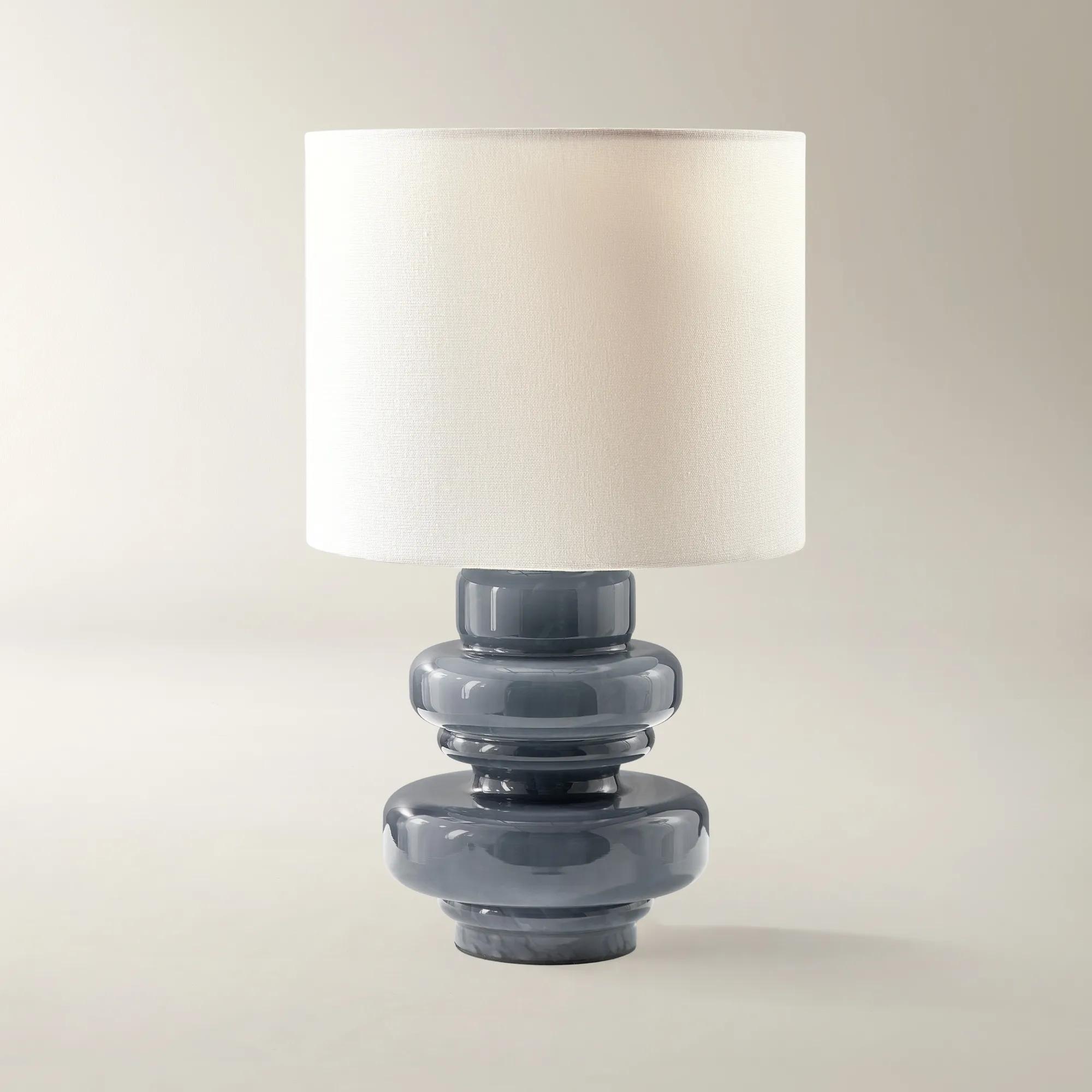 Edin Mouth Blown Slate Blue Glass Table Lamp 17.5"